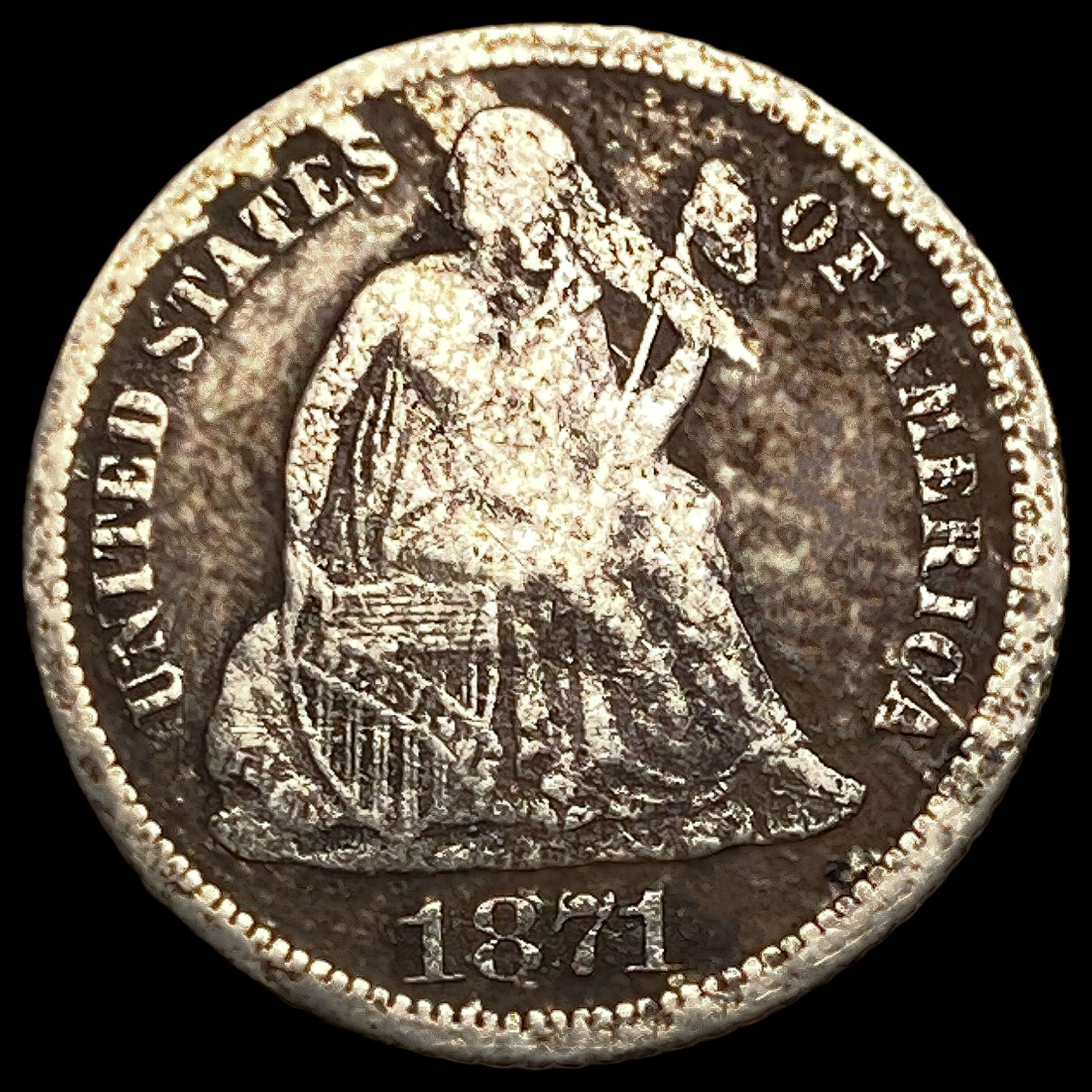 1871-CC Seated Liberty Dime (1 of 2)
