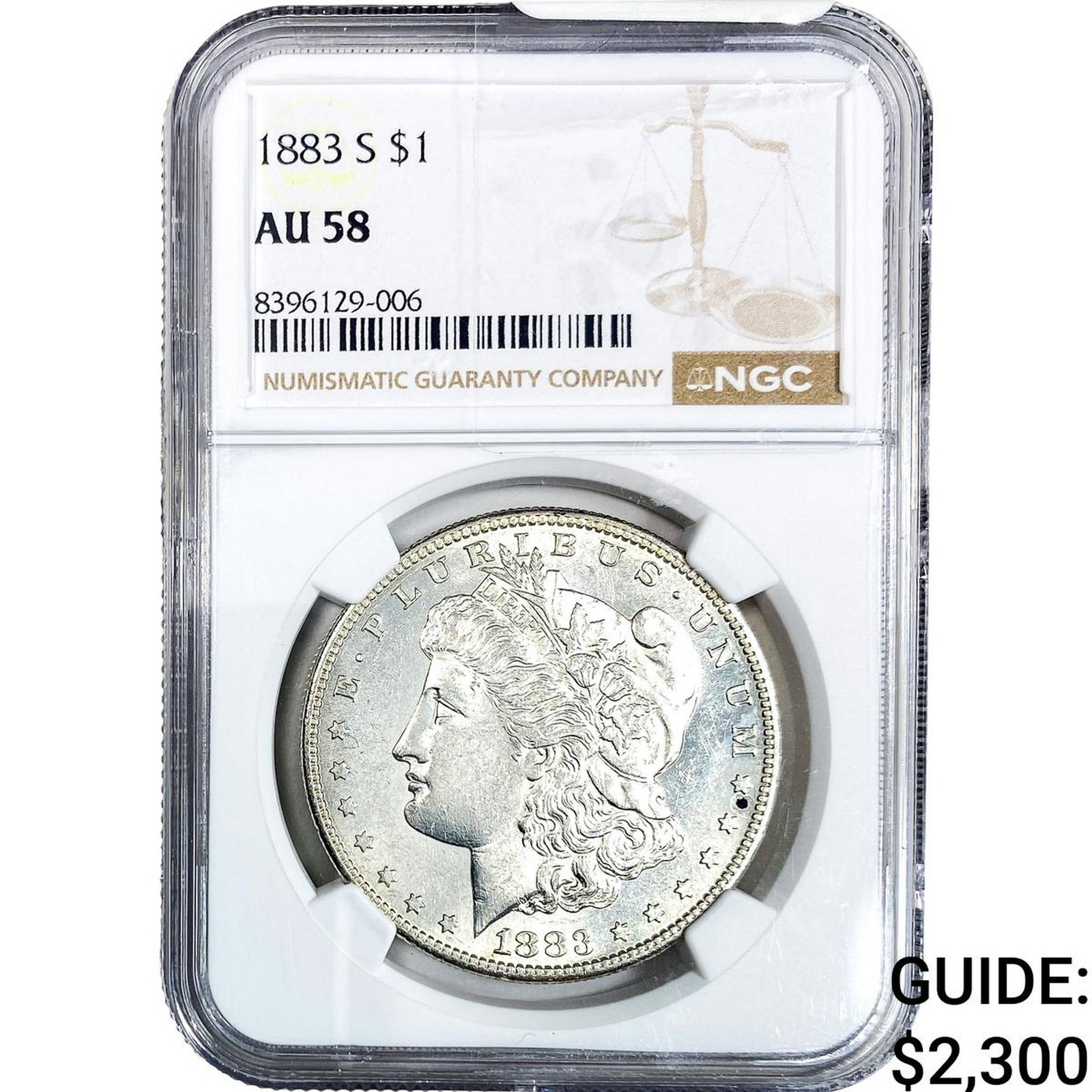 1883-S Morgan Silver Dollar NGC AU58: 1883-S Morgan Silver Dollar NGC AU58