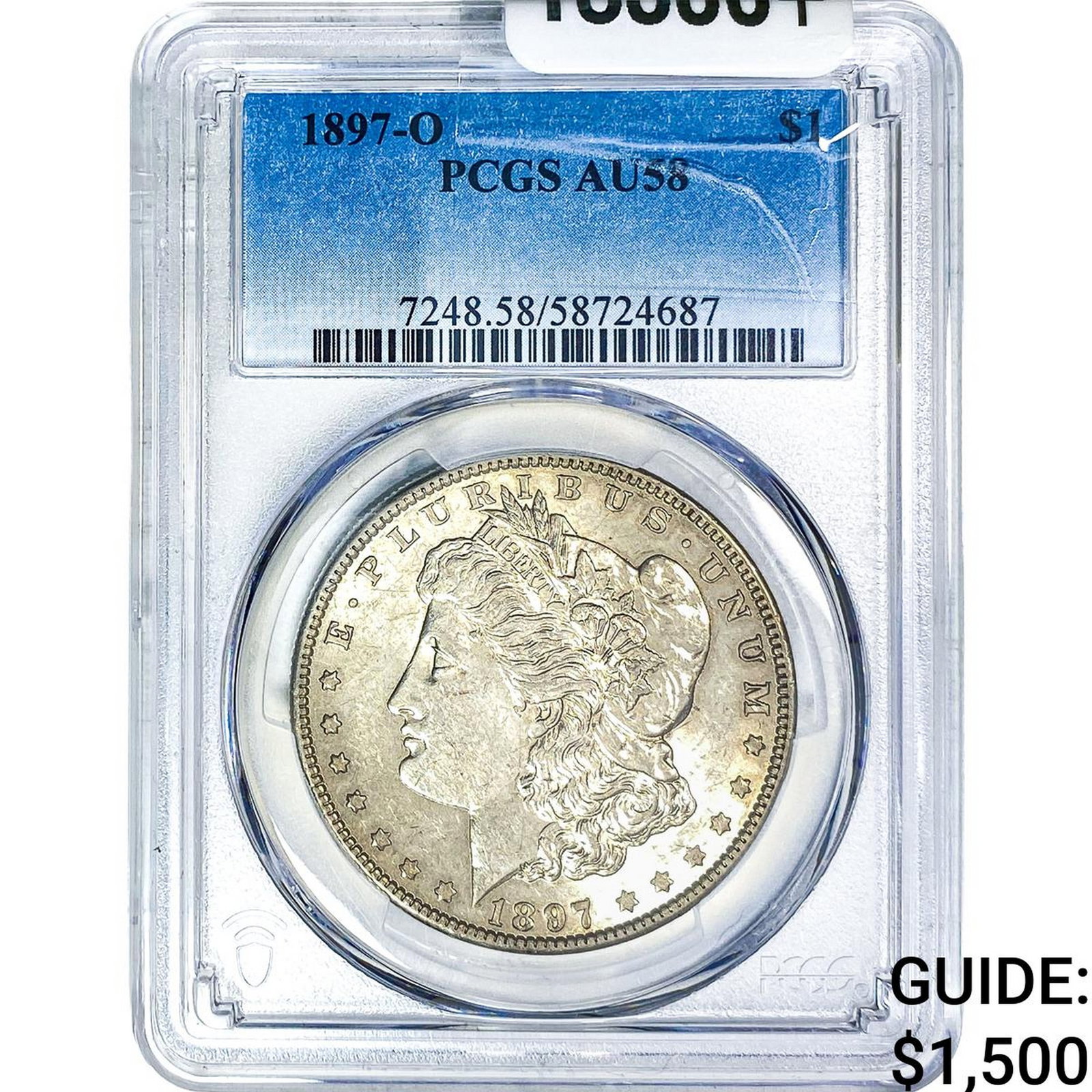 1897-O Morgan Silver Dollar PCGS AU58: 1897-O Morgan Silver Dollar PCGS AU58