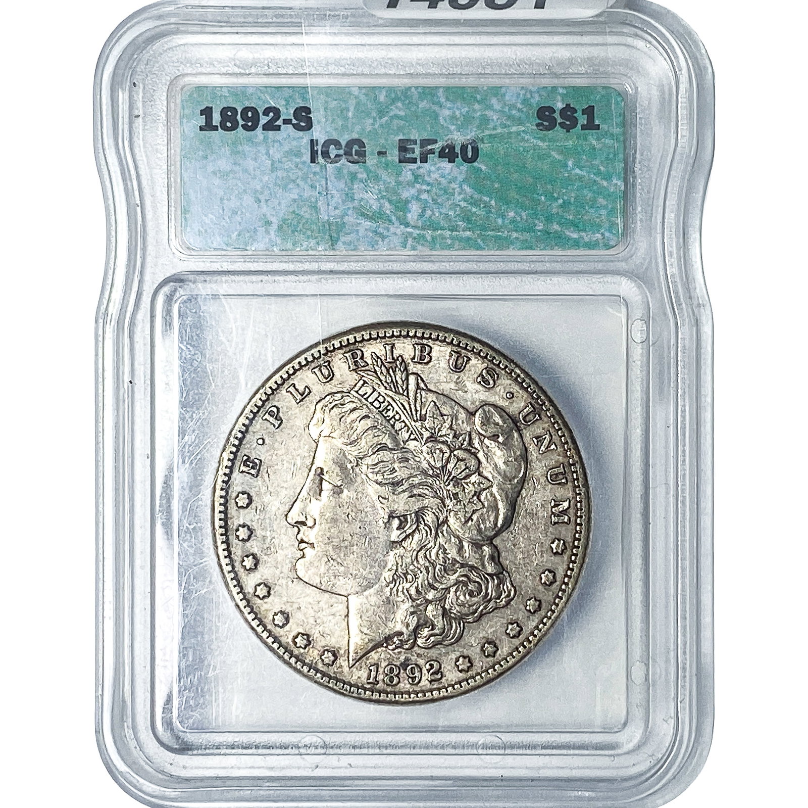 1892-S Morgan Silver Dollar ICG EF40: 1892-S Morgan Silver Dollar ICG EF40