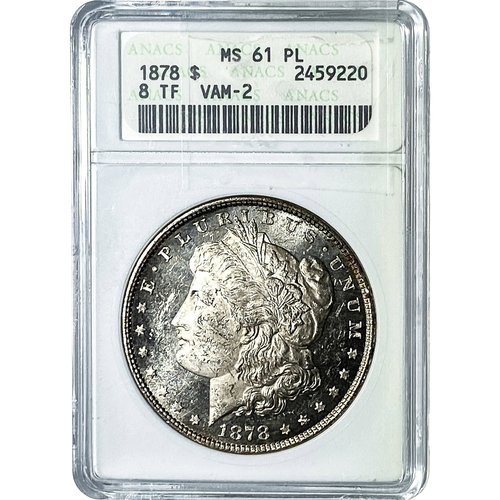 1878 Morgan Silver Dollar ANACS MS61 PL VAM-2: 1878 Morgan Silver Dollar ANACS MS61 PL VAM-2