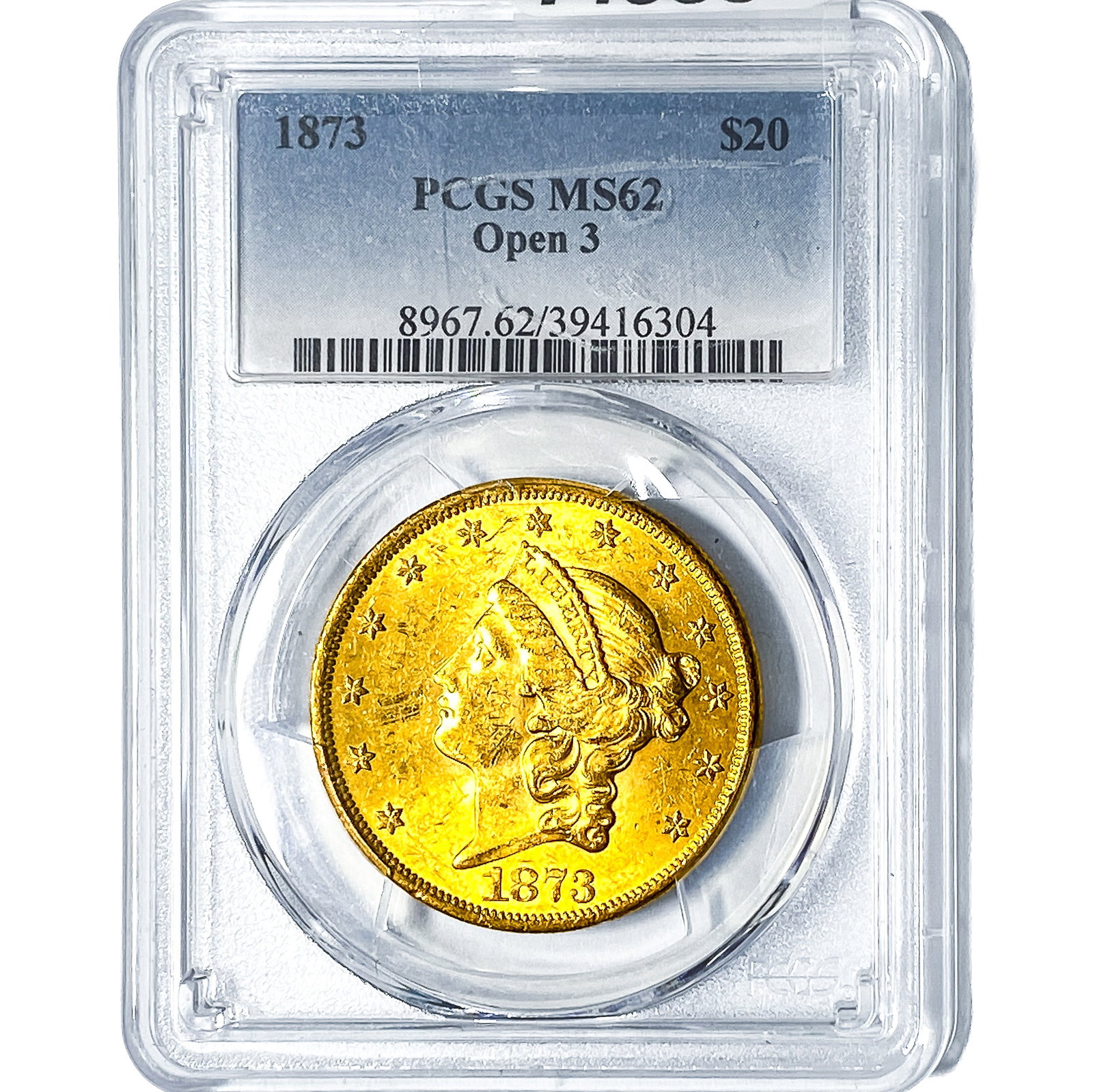1873 $20 Gold Double Eagle PCGS MS62 Open 3 (1 of 4)