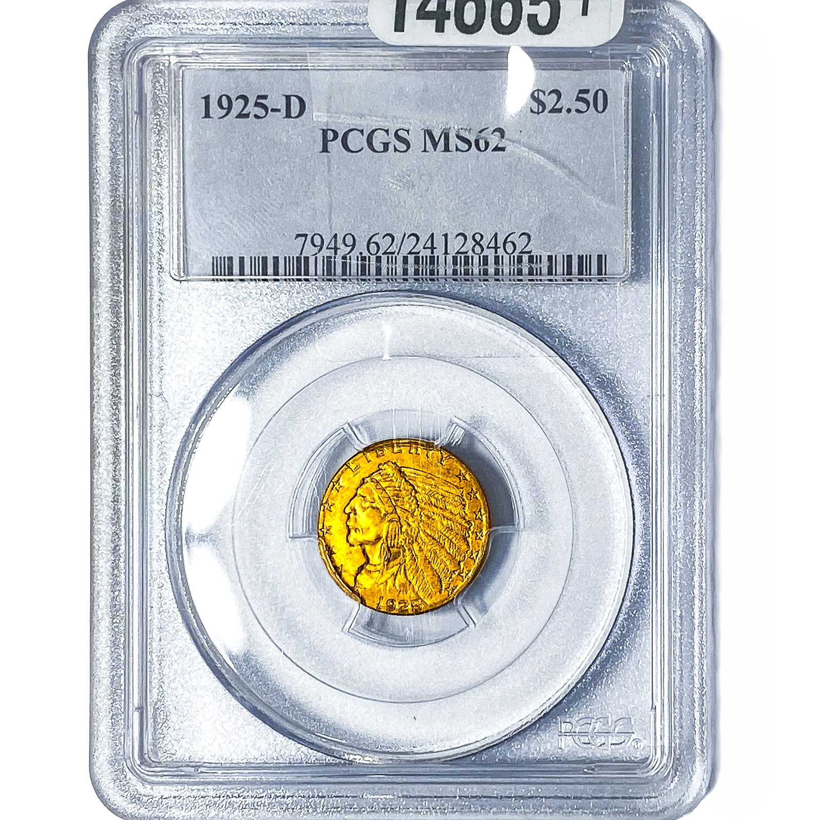 1925-D $2.50 Gold Quarter Eagle PCGS MS62: 1925-D $2.50 Gold Quarter Eagle PCGS MS62