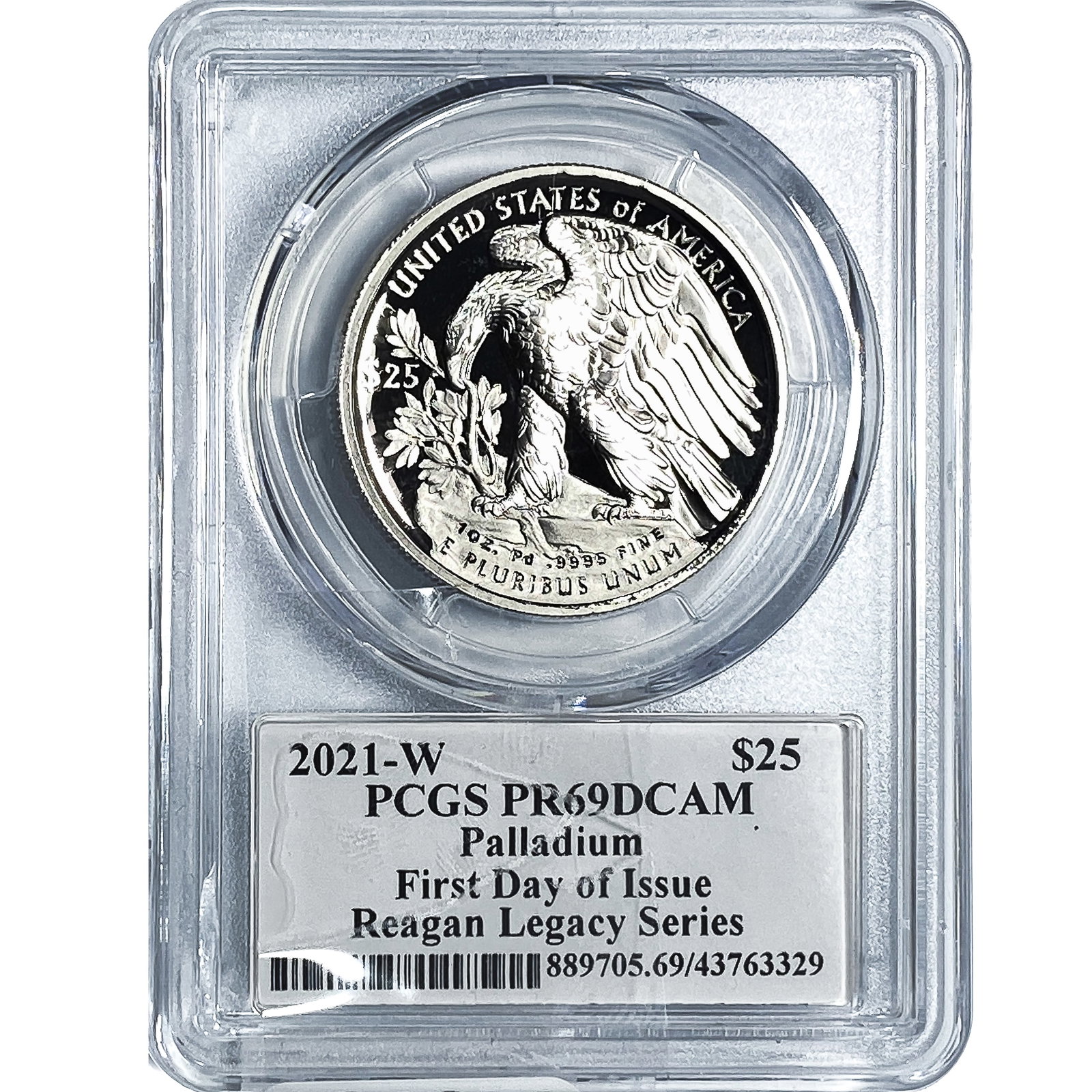 2021-W $25 1oz Palladium American Eagle PCGS PR69 DCAM: 2021-W $25 1oz Palladium American Eagle PCGS PR69 DCAM