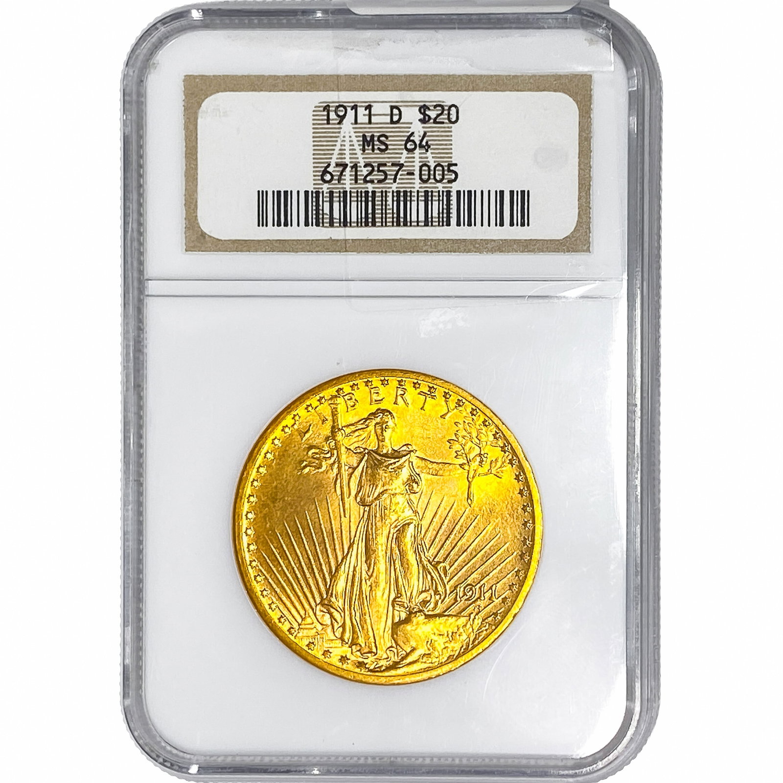 1911-D $20 Gold Double Eagle NGC MS64: 1911-D $20 Gold Double Eagle NGC MS64