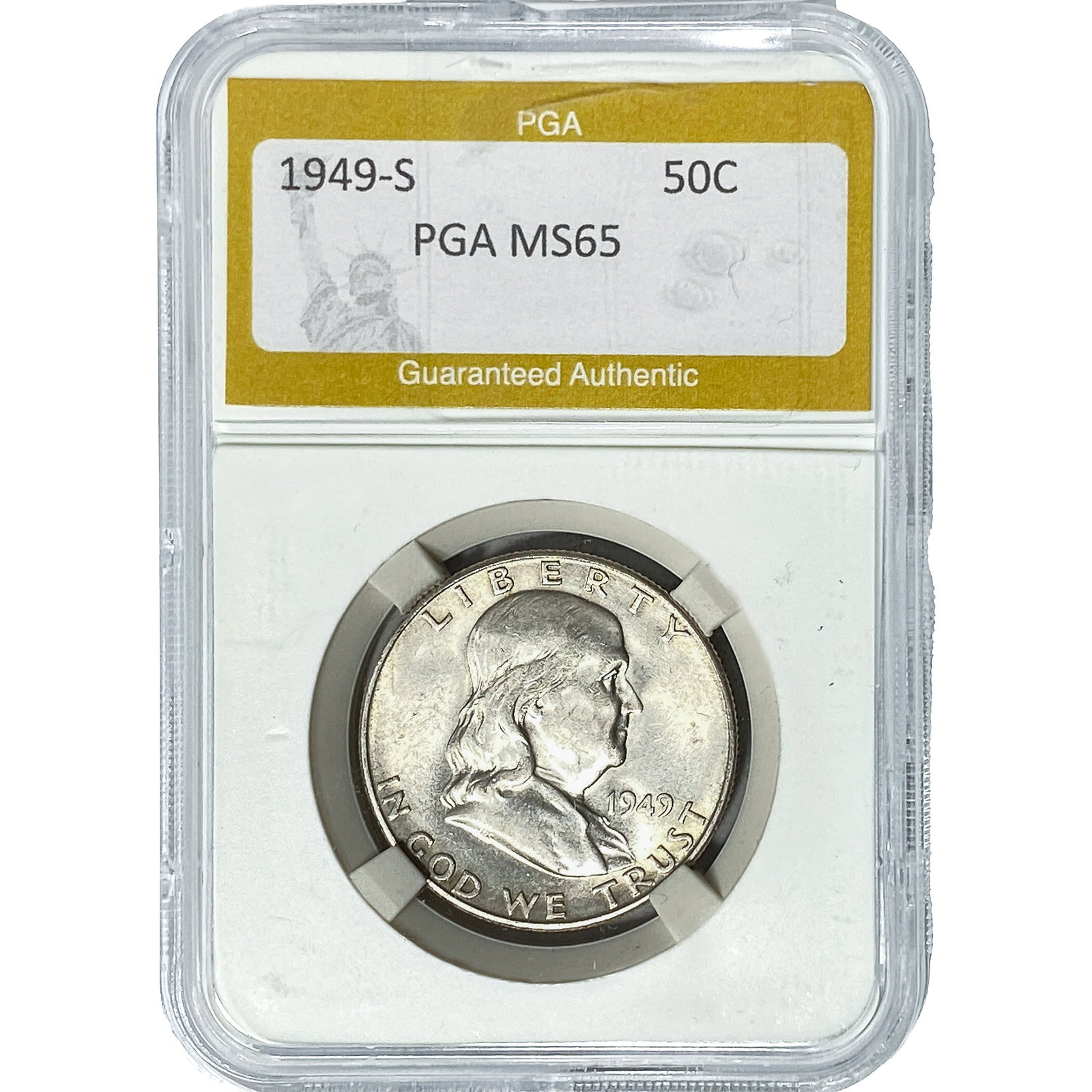 1949-S Franklin Half Dollar PGA MS65: 1949-S Franklin Half Dollar PGA MS65