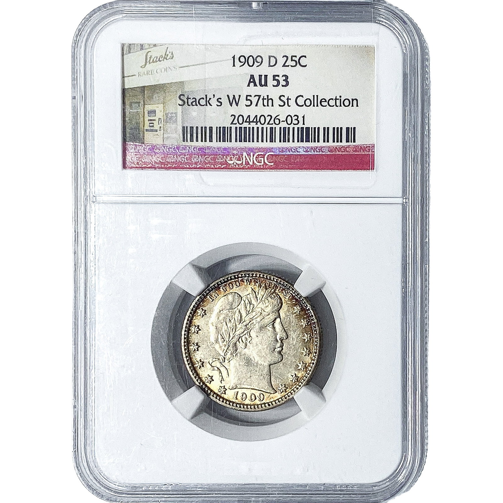 1909-D Barber Quarter NGC AU53: 1909-D Barber Quarter NGC AU53