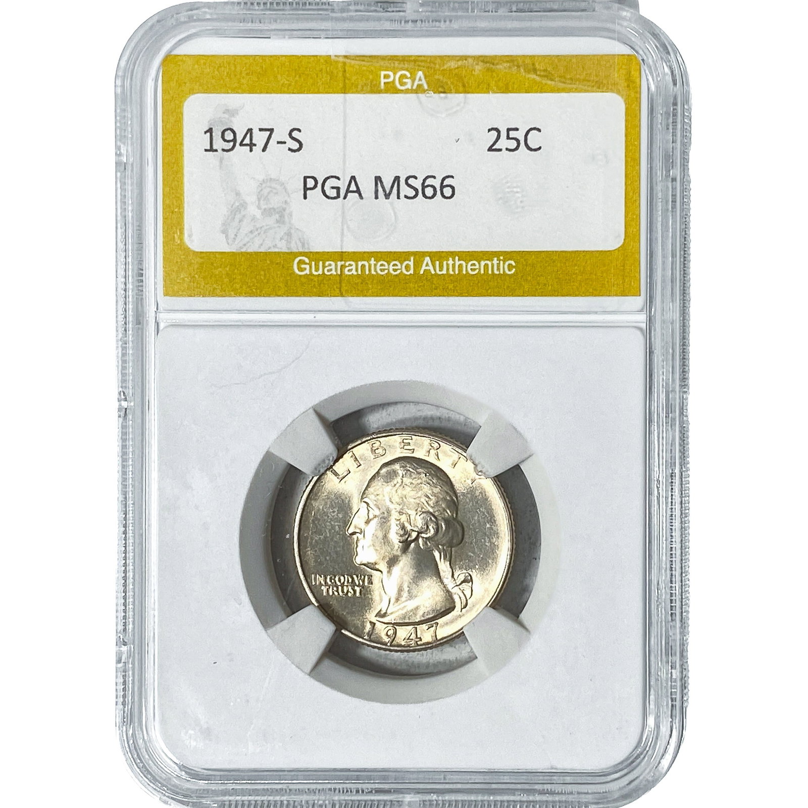 1947-S Washington Silver Quarter PGA MS66: 1947-S Washington Silver Quarter PGA MS66