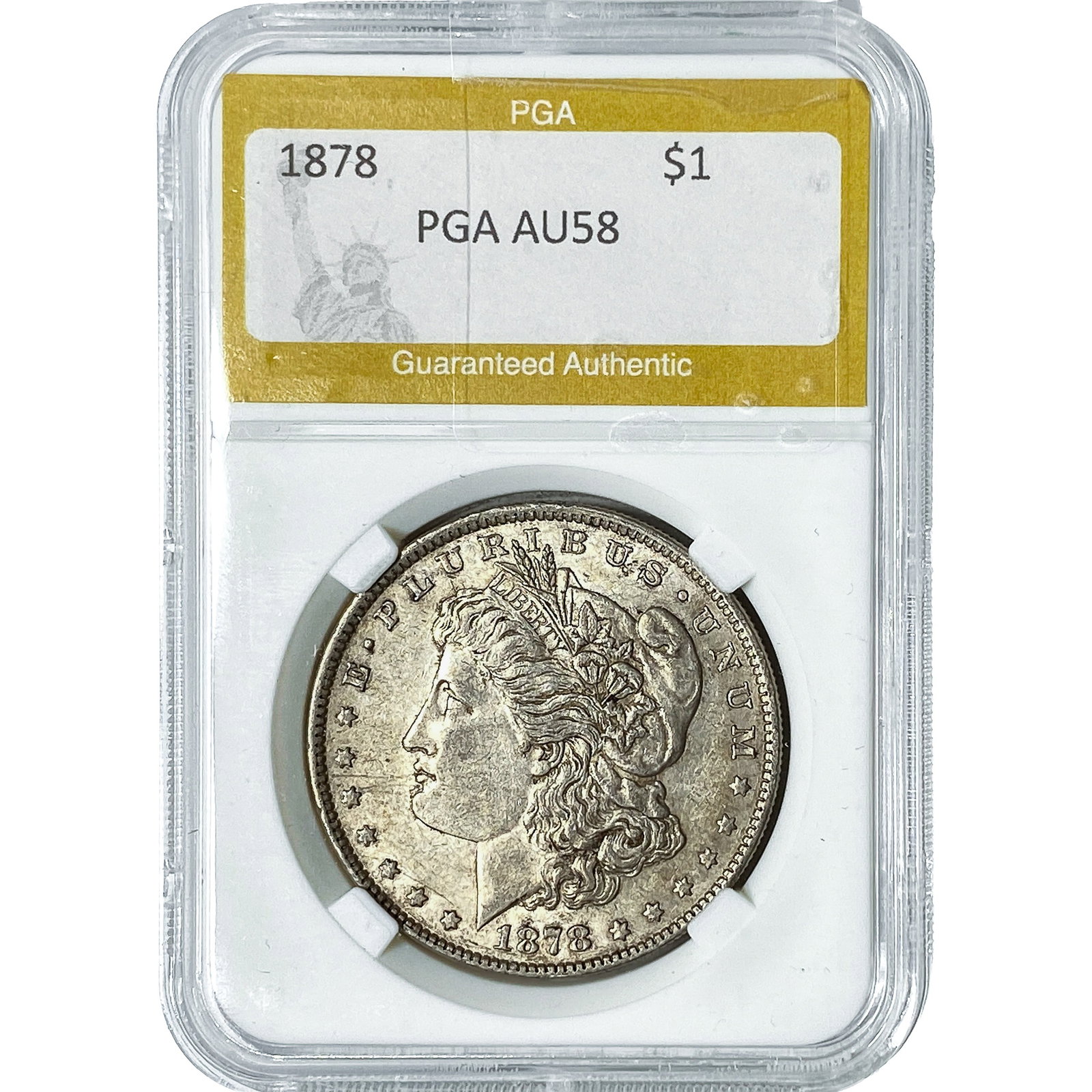 1878 Morgan Silver Dollar PGA AU58: 1878 Morgan Silver Dollar PGA AU58