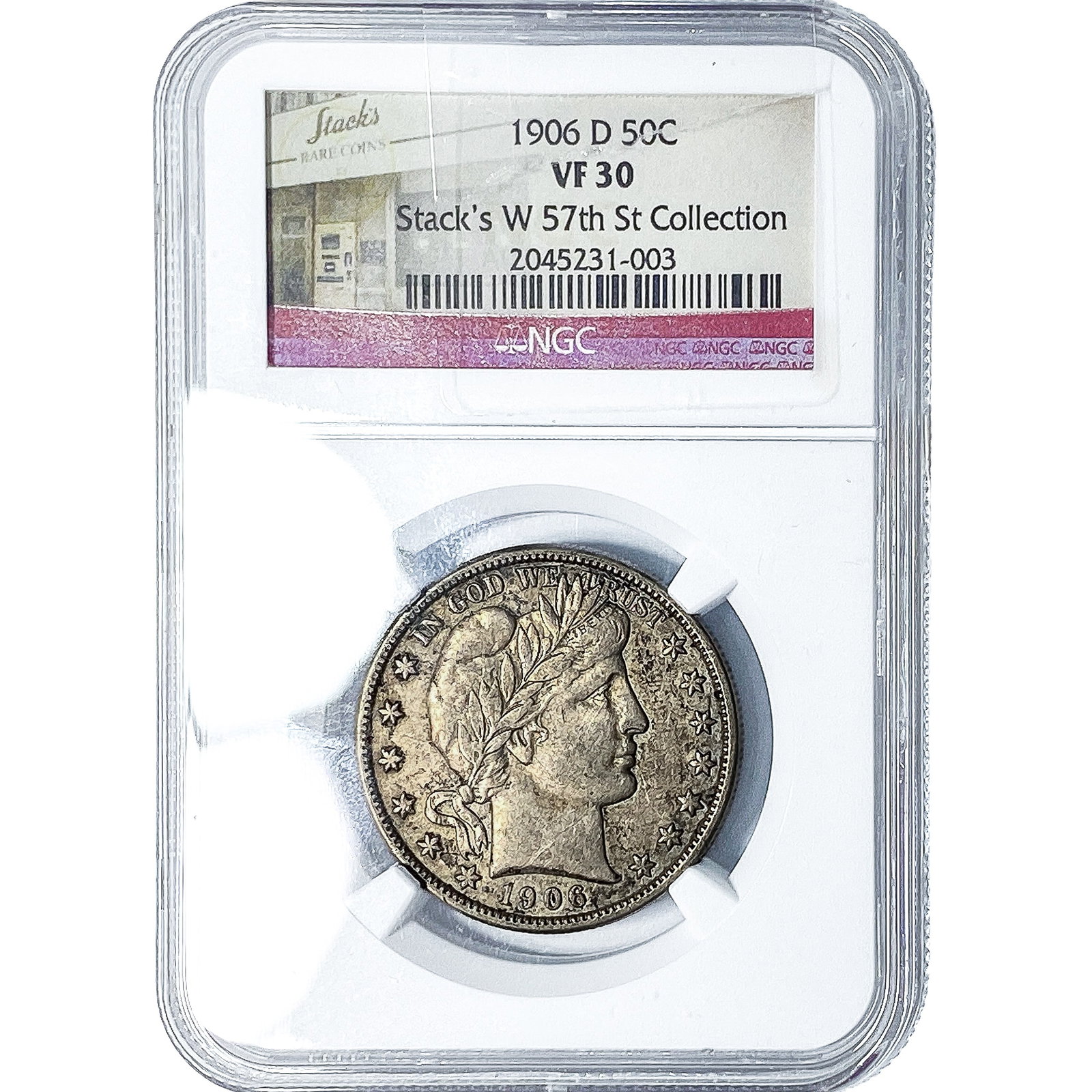 1906-D Barber Half Dollar NGC VF30: 1906-D Barber Half Dollar NGC VF30