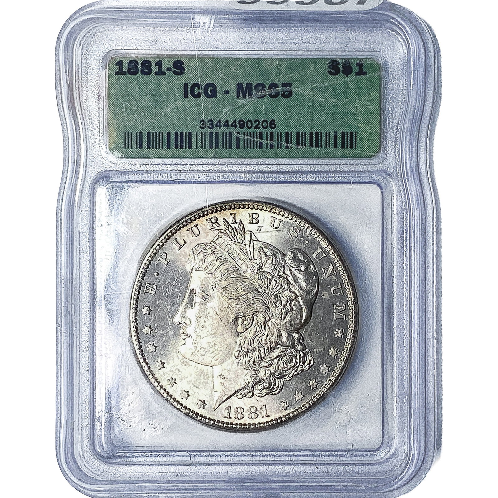 1881-S Morgan Silver Dollar ICG MS65: 1881-S Morgan Silver Dollar ICG MS65