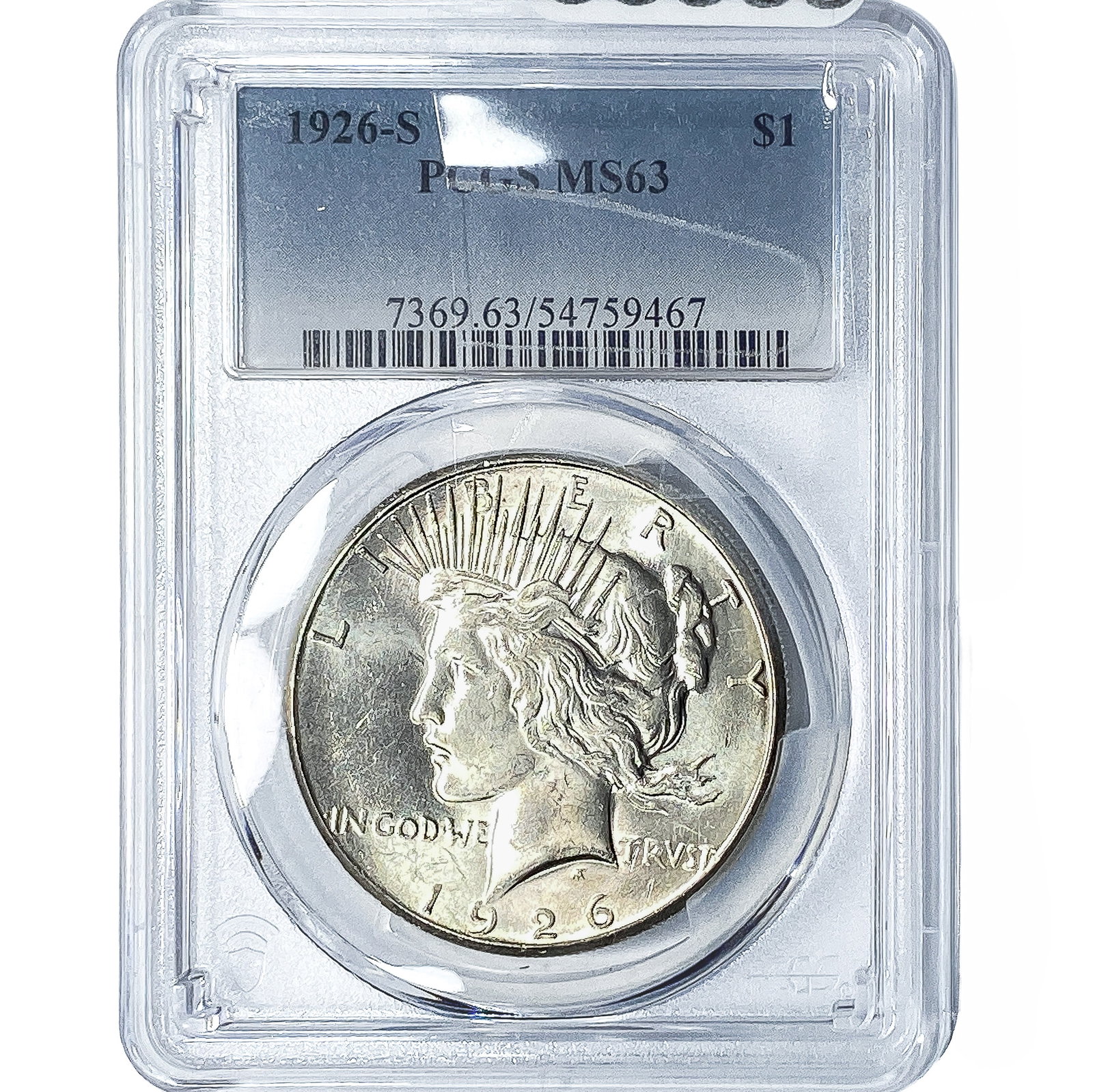 1926-S Silver Peace Dollar PCGS MS63: 1926-S Silver Peace Dollar PCGS MS63
