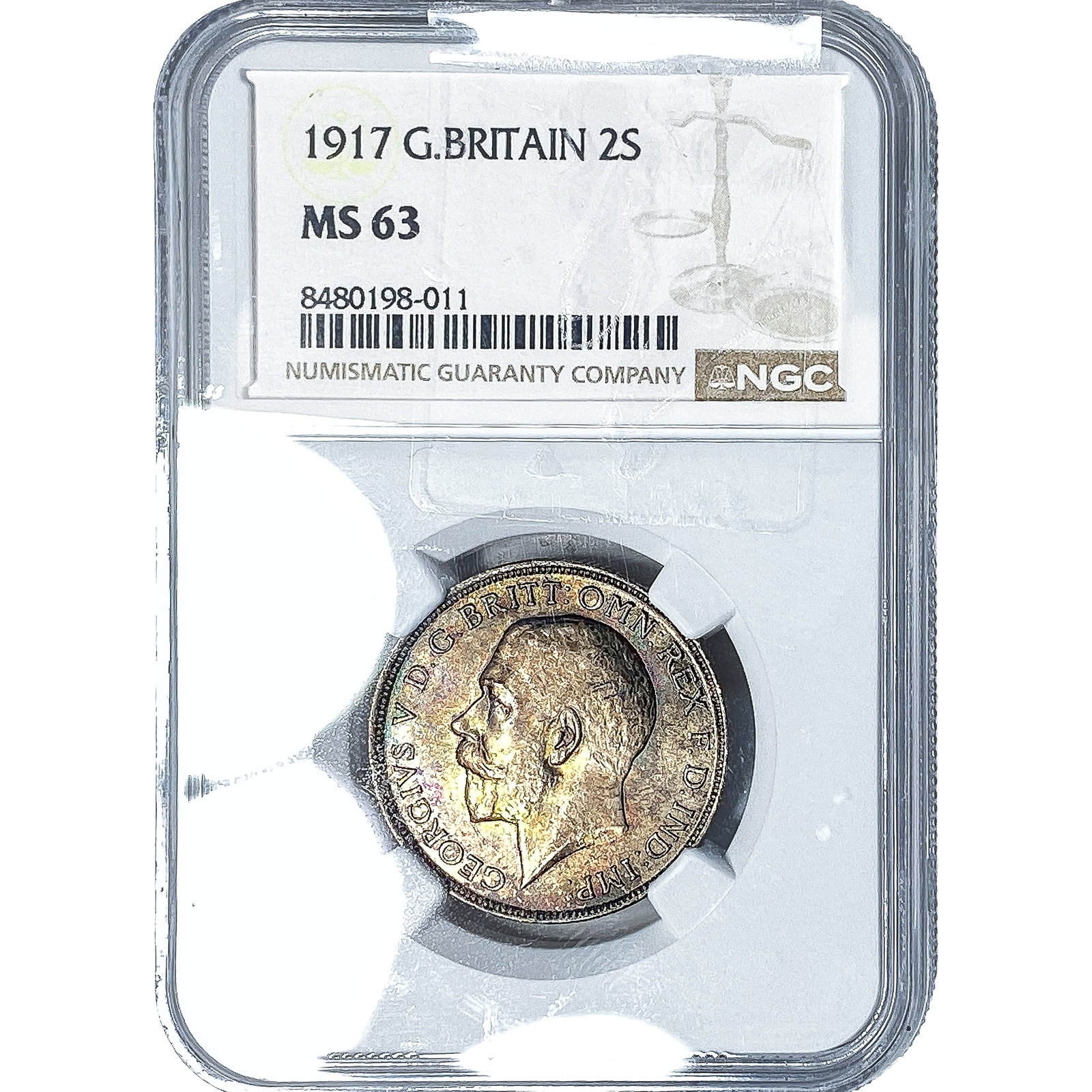 1917 Great Britain Silver Half Crown NGC MS63: 1917 Great Britain Silver Half Crown NGC MS63