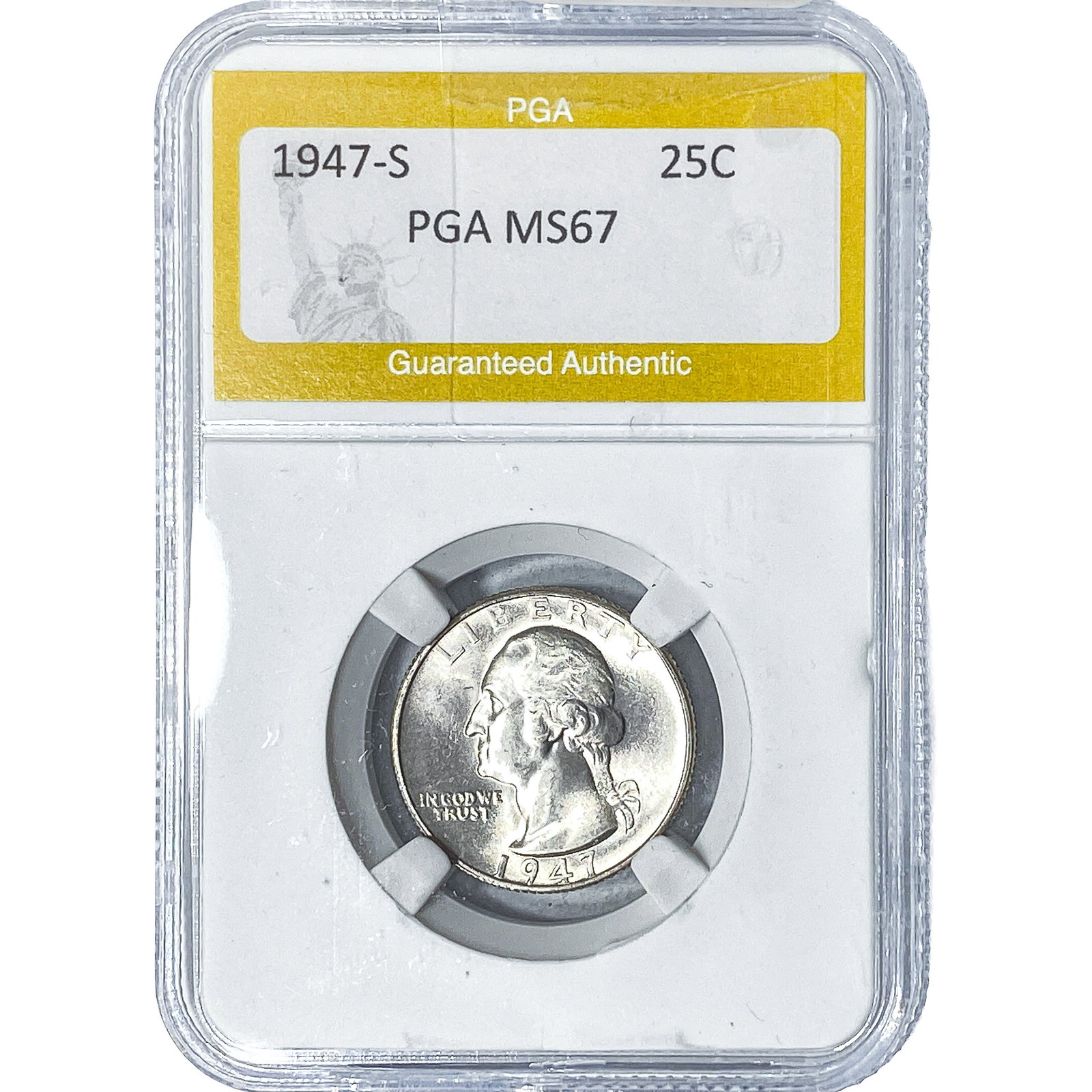 1947-S Washington Silver Quarter PGA MS67: 1947-S Washington Silver Quarter PGA MS67