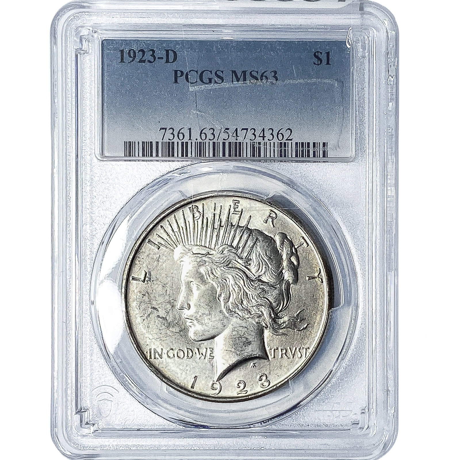 1923-D Silver Peace Dollar PCGS MS63: 1923-D Silver Peace Dollar PCGS MS63
