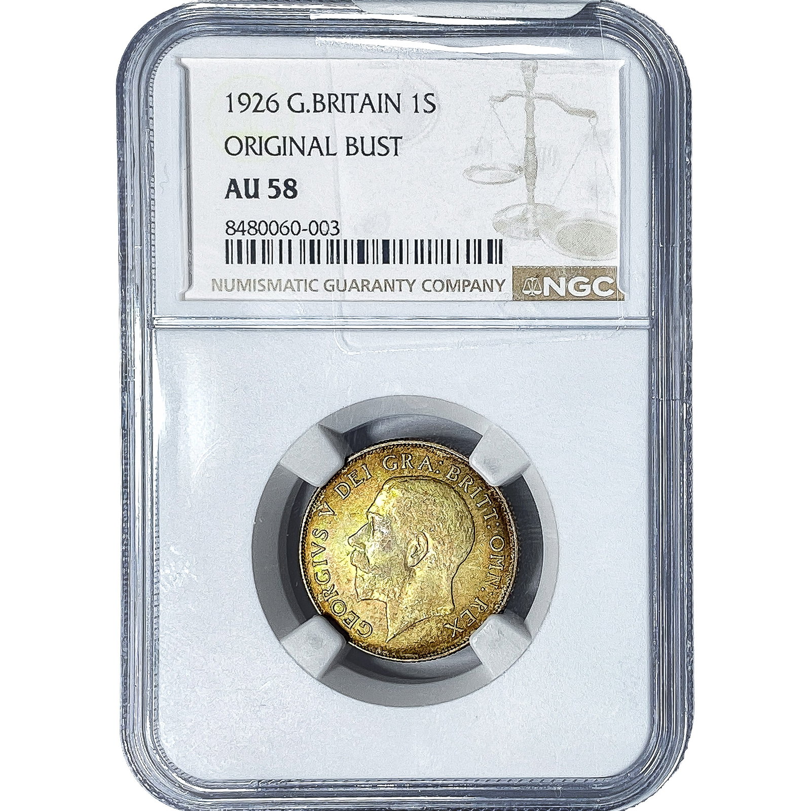 1926 Great Britain Silver 1 Shilling Toned! NGC AU58 (1 of 2)