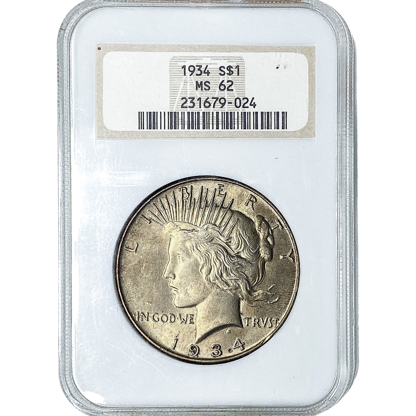 1934 Silver Peace Dollar NGC MS62 (1 of 2)