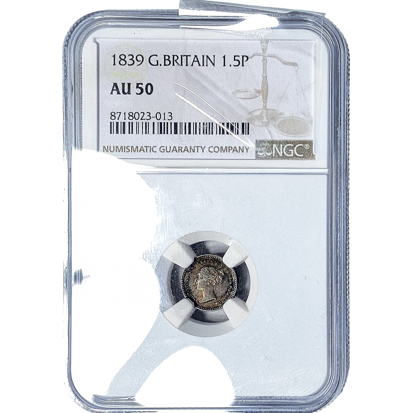 1839 Great Britain Silver 1.5 Pence NGC AU50 (1 of 2)