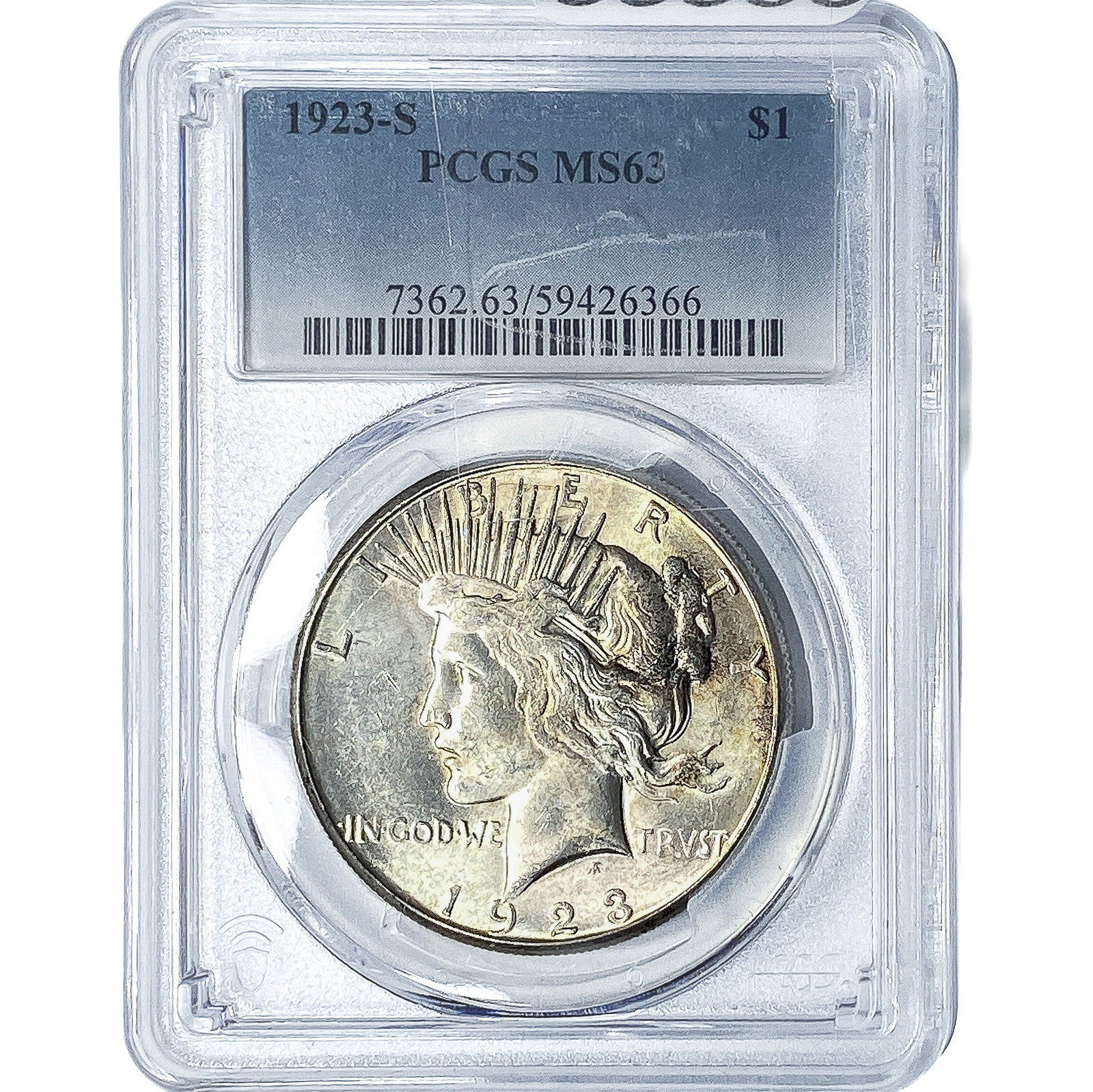 1923-S Silver Peace Dollar PCGS MS63: 1923-S Silver Peace Dollar PCGS MS63