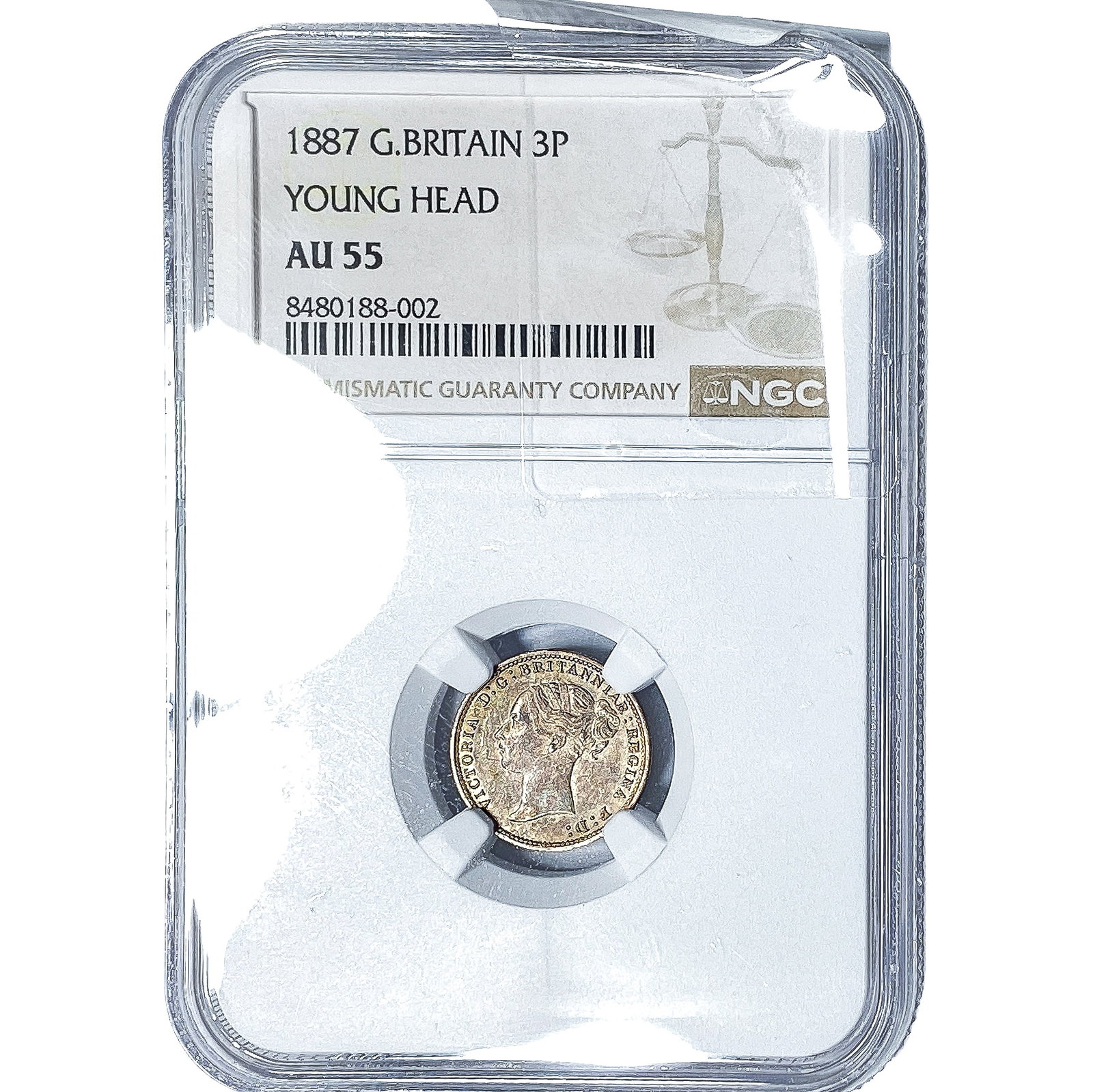 1887 Great Britain Silver 3 Pence NGC AU55 (1 of 2)