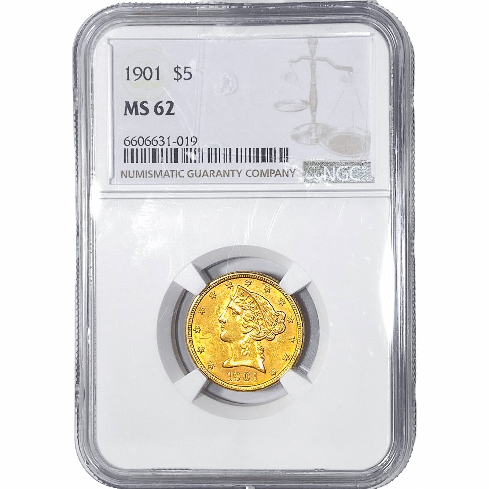 1901 $5 Gold Half Eagle NGC MS62 (1 of 4)