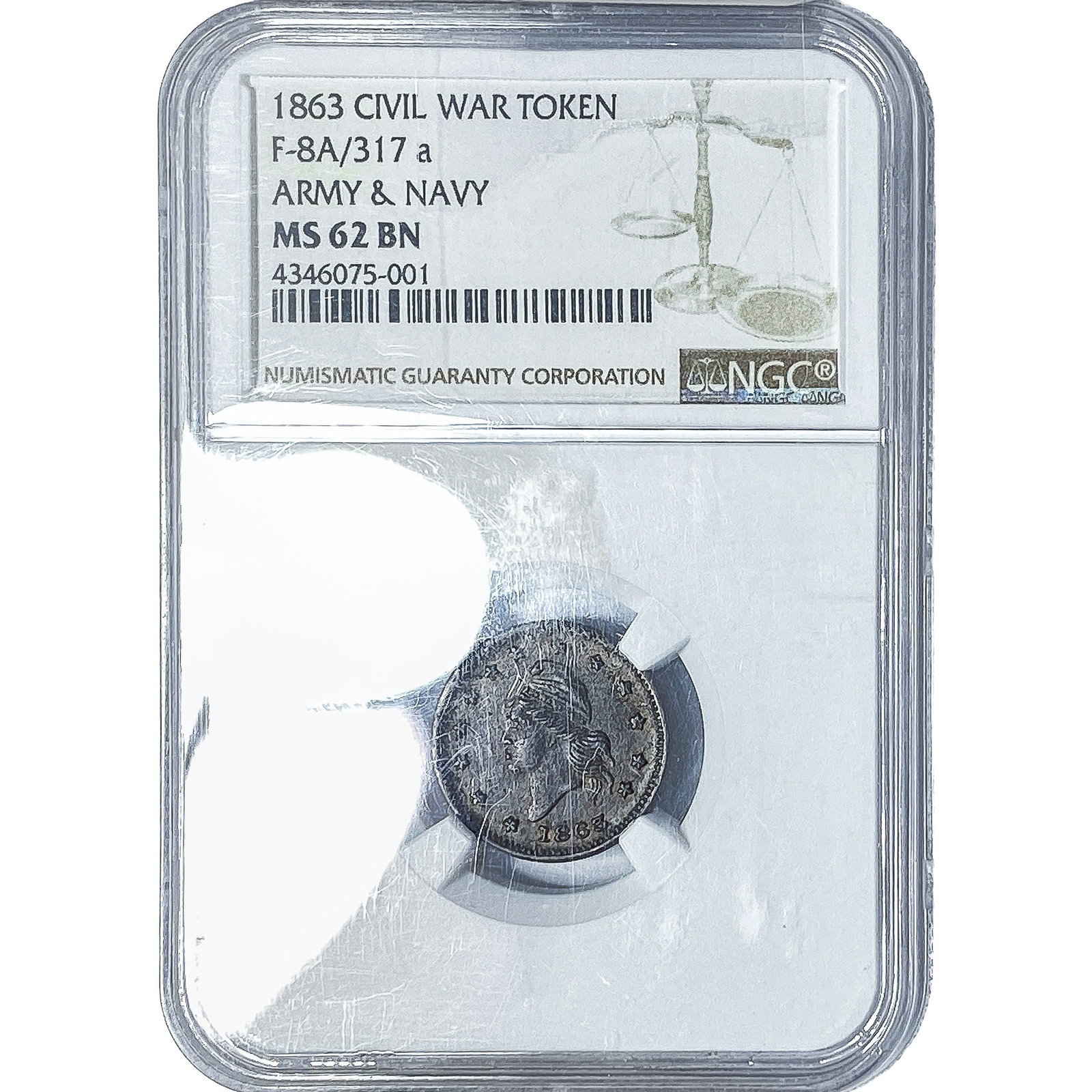 1863 Civil War Token Army &Navy NGC MS62 BN: 1863 Civil War Token Army &Navy NGC MS62 BN