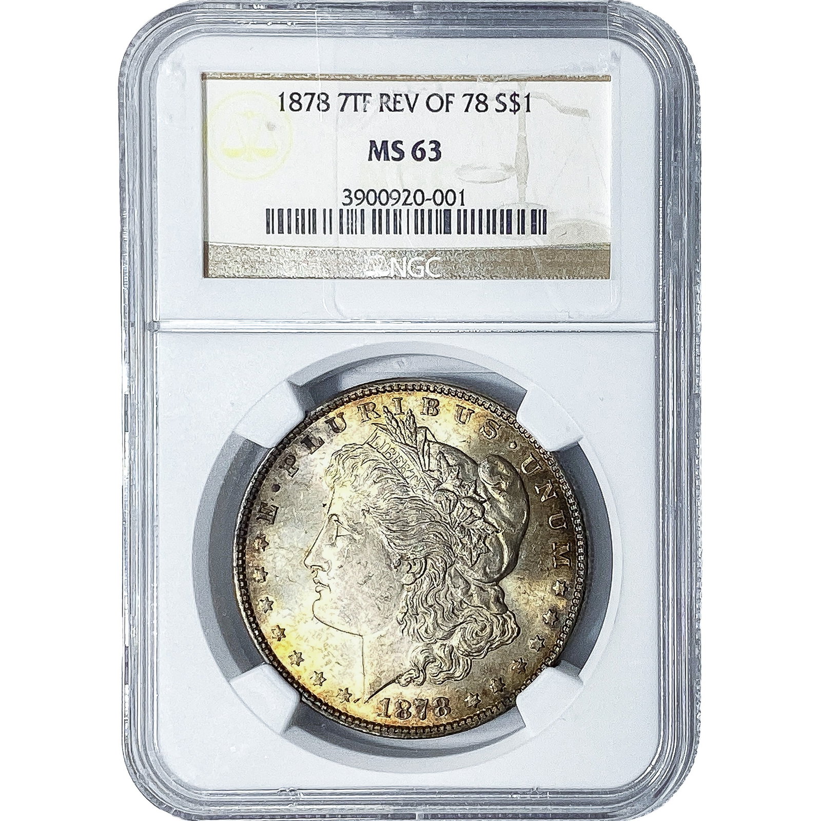 1878 7TF Morgan Silver Dollar NGC MS63 Rev 78: 1878 7TF Morgan Silver Dollar NGC MS63 Rev 78