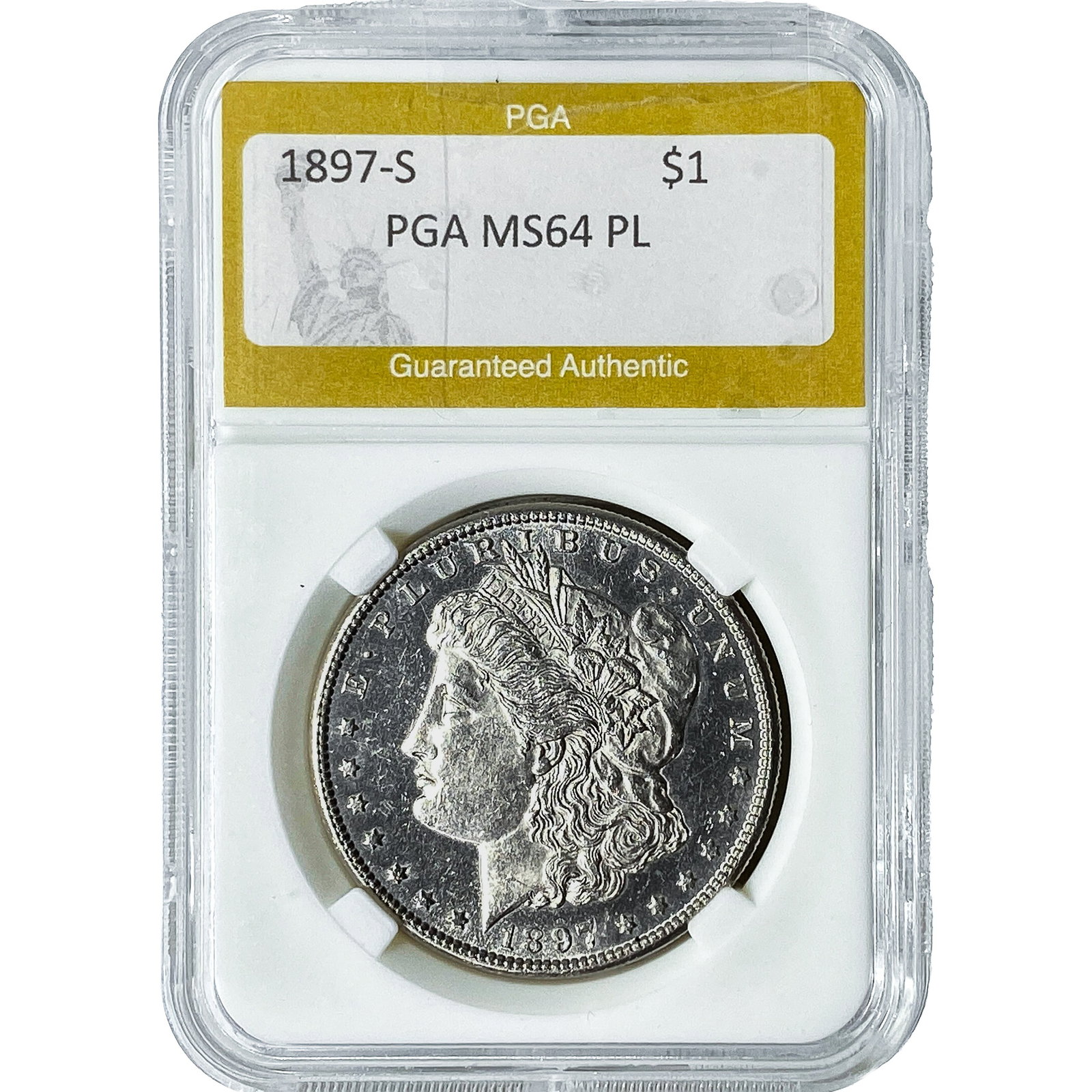 1897-S Morgan Silver Dollar PGA MS64 PL: 1897-S Morgan Silver Dollar PGA MS64 PL