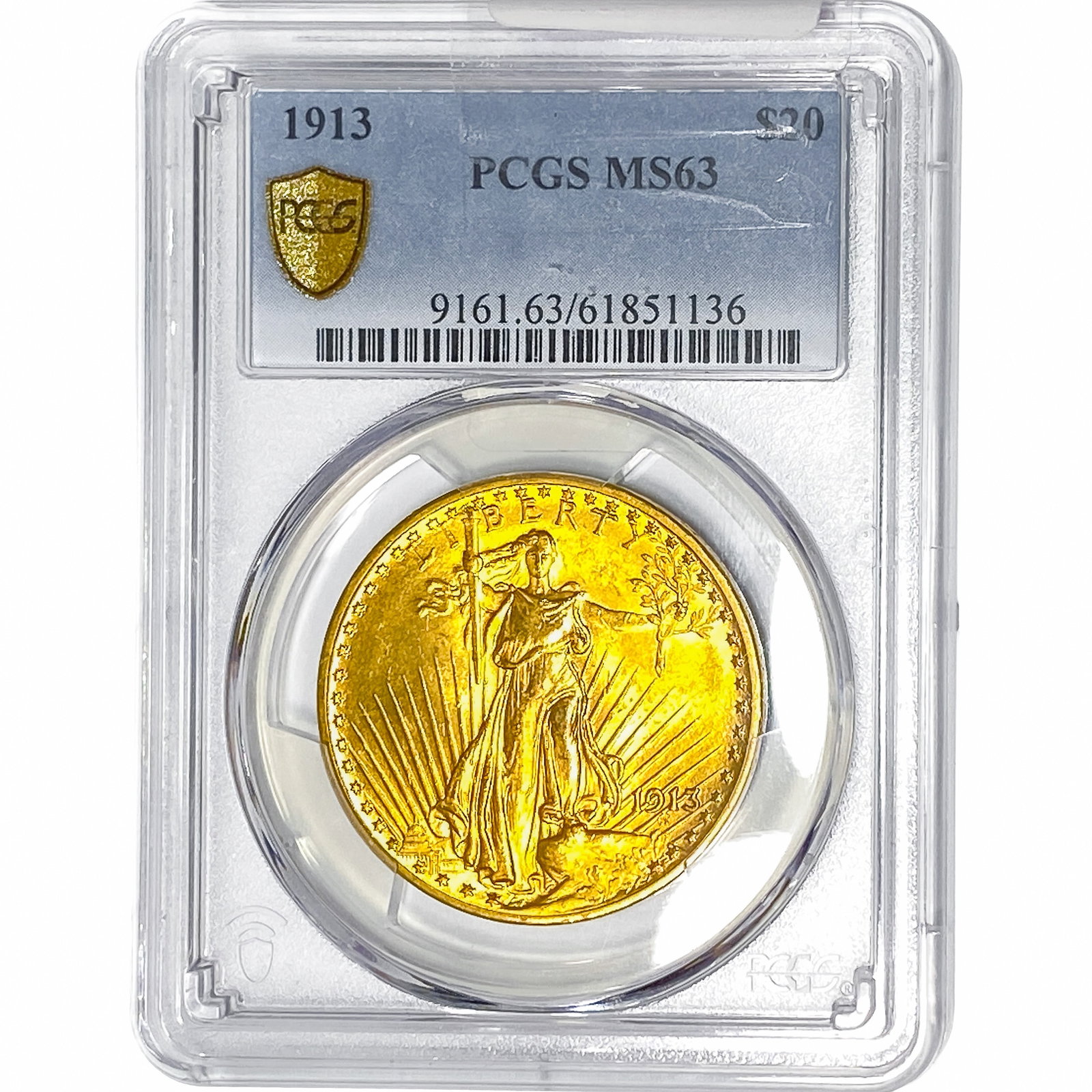 1913 $20 Gold Double Eagle PCGS MS63: 1913 $20 Gold Double Eagle PCGS MS63