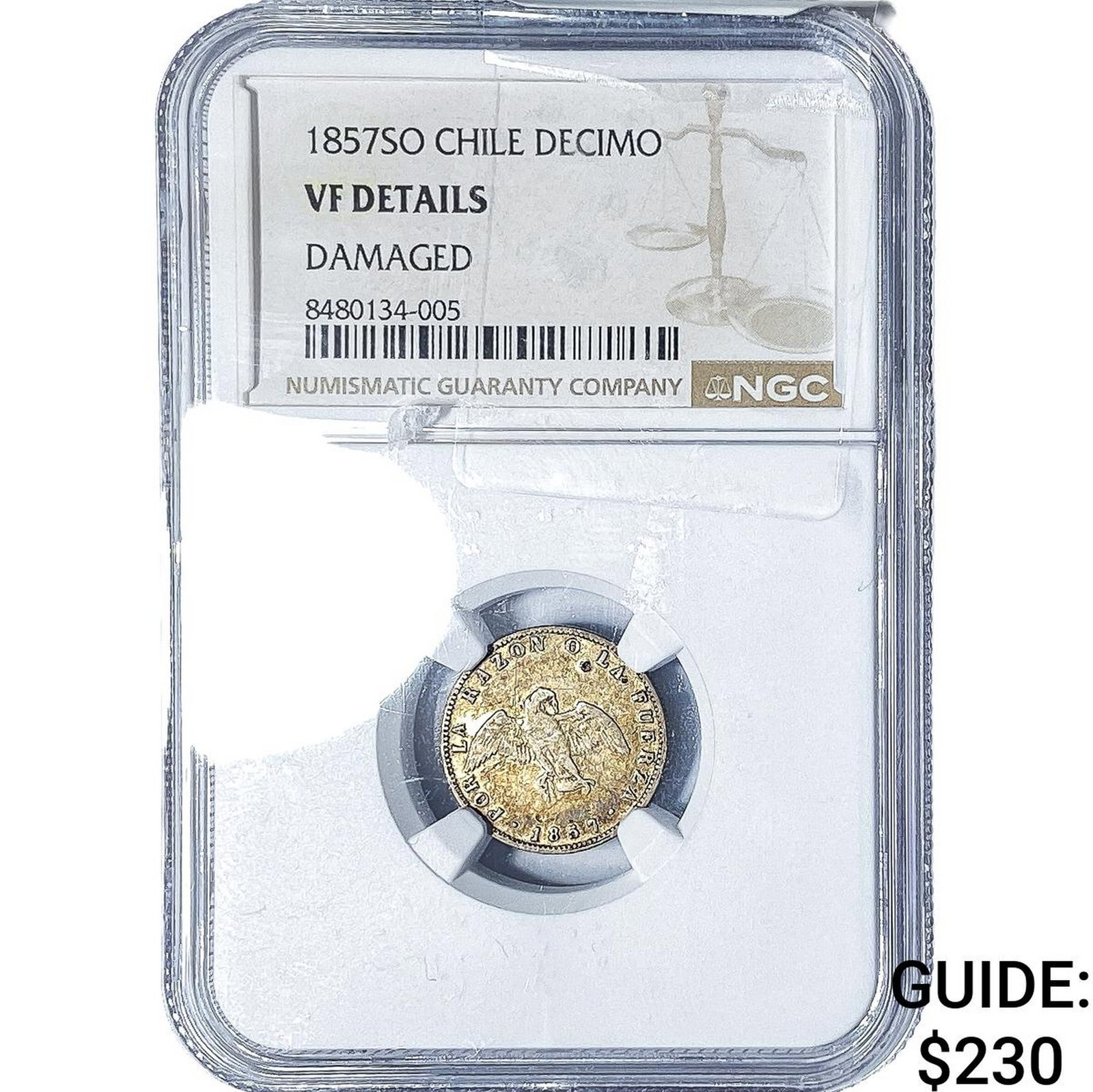 1857-SO Chile Silver Decimo NGC VF Details (1 of 2)