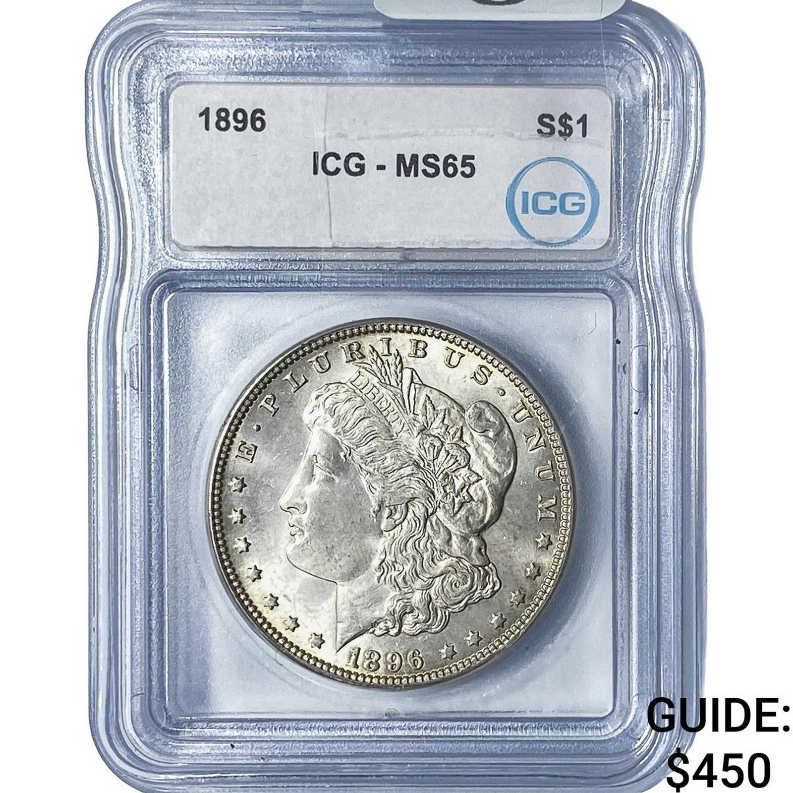1896 Morgan Silver Dollar ICG MS65: 1896 Morgan Silver Dollar ICG MS65