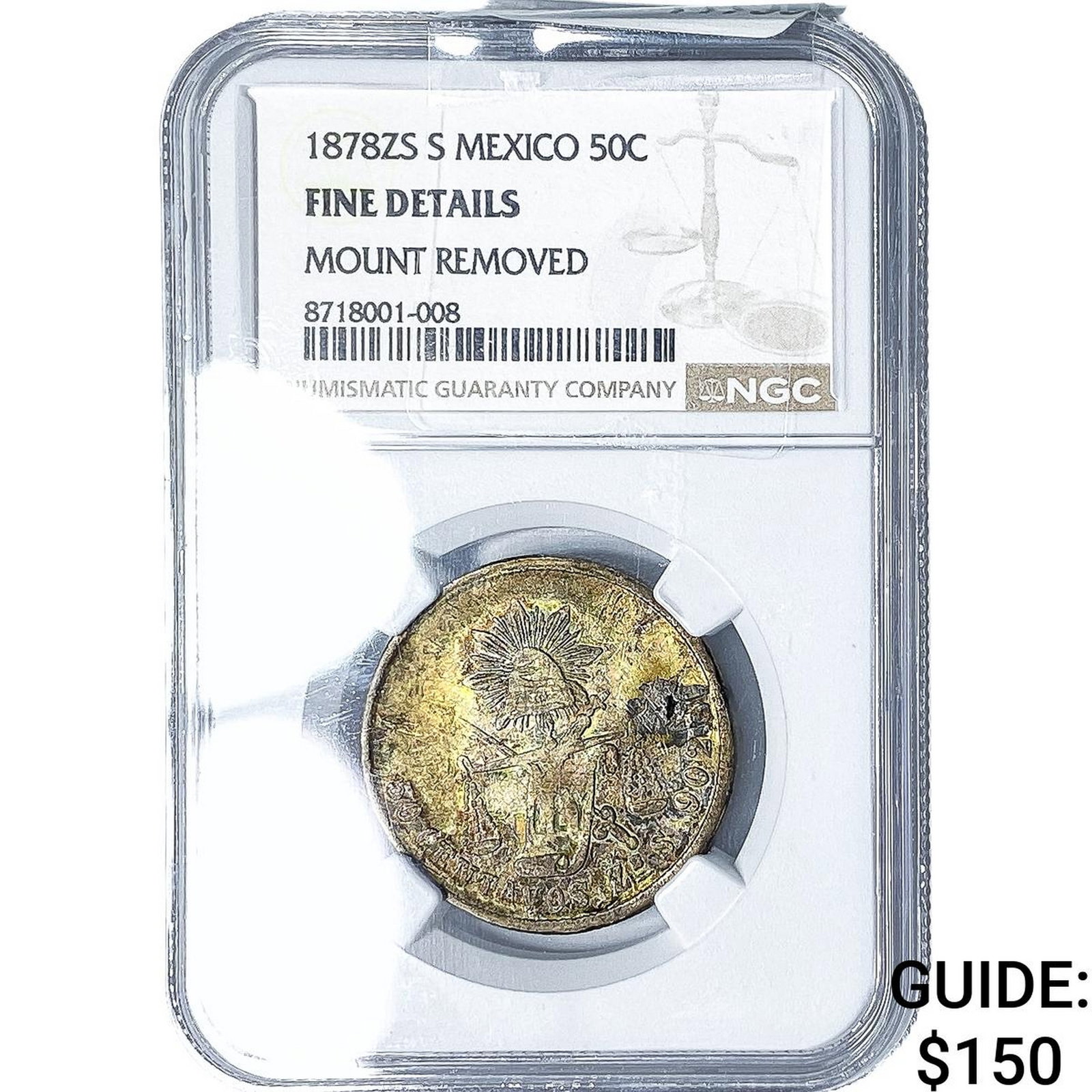 1878-ZS Mexico Silver 50 Centavos NGC F Details: 1878-ZS Mexico Silver 50 Centavos NGC F Details