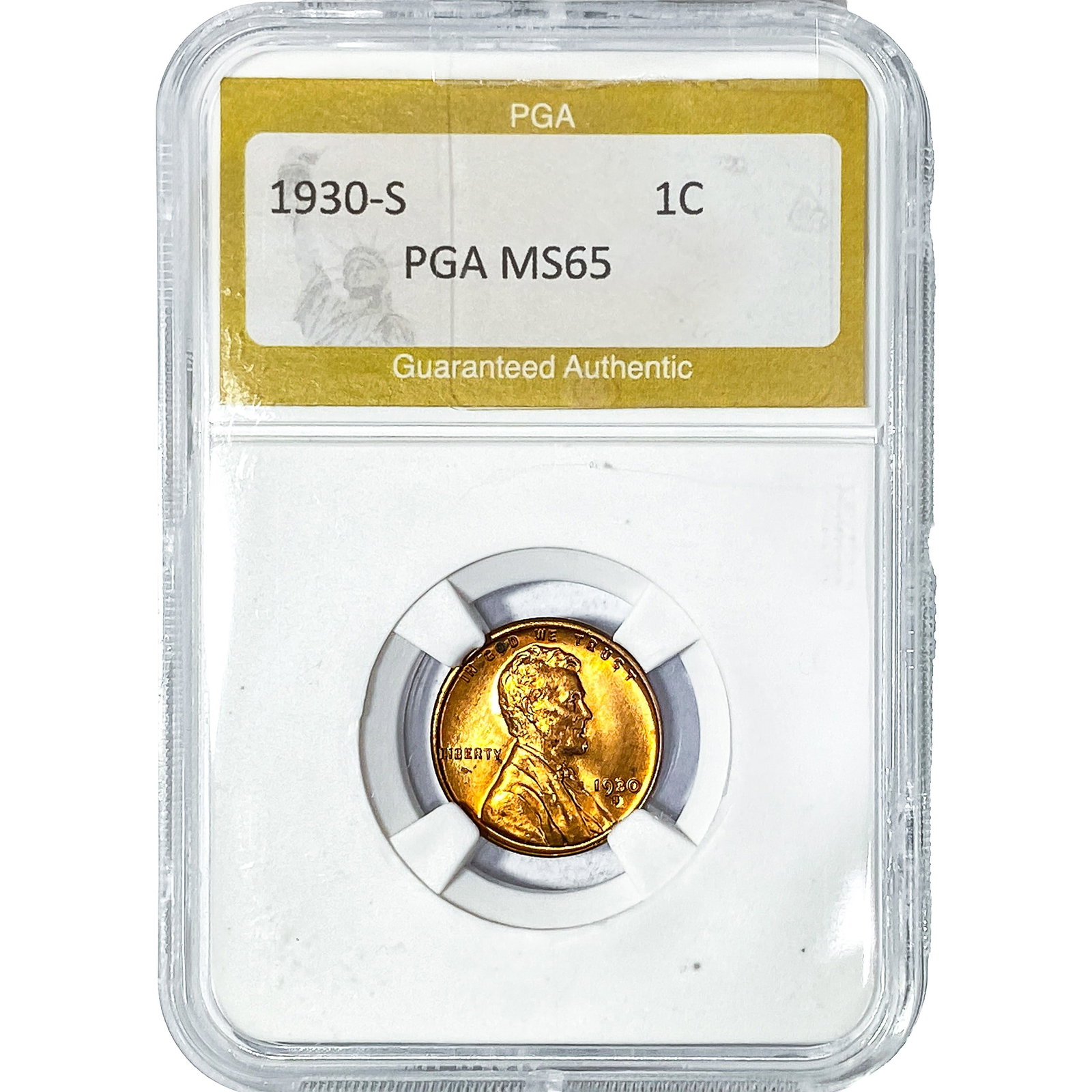 1930-S Wheat Cent PGA MS65 RD: 1930-S Wheat Cent PGA MS65 RD