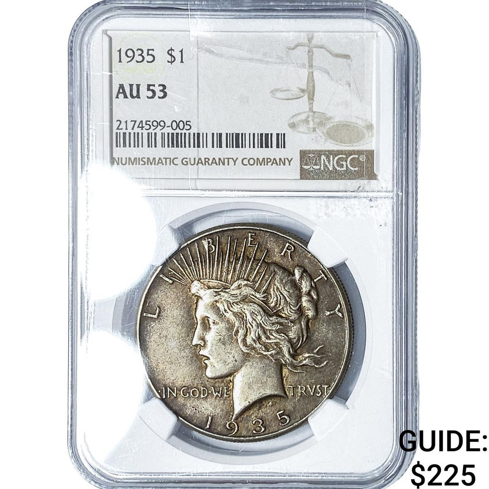 1935 Silver Peace Dollar NGC AU53: 1935 Silver Peace Dollar NGC AU53