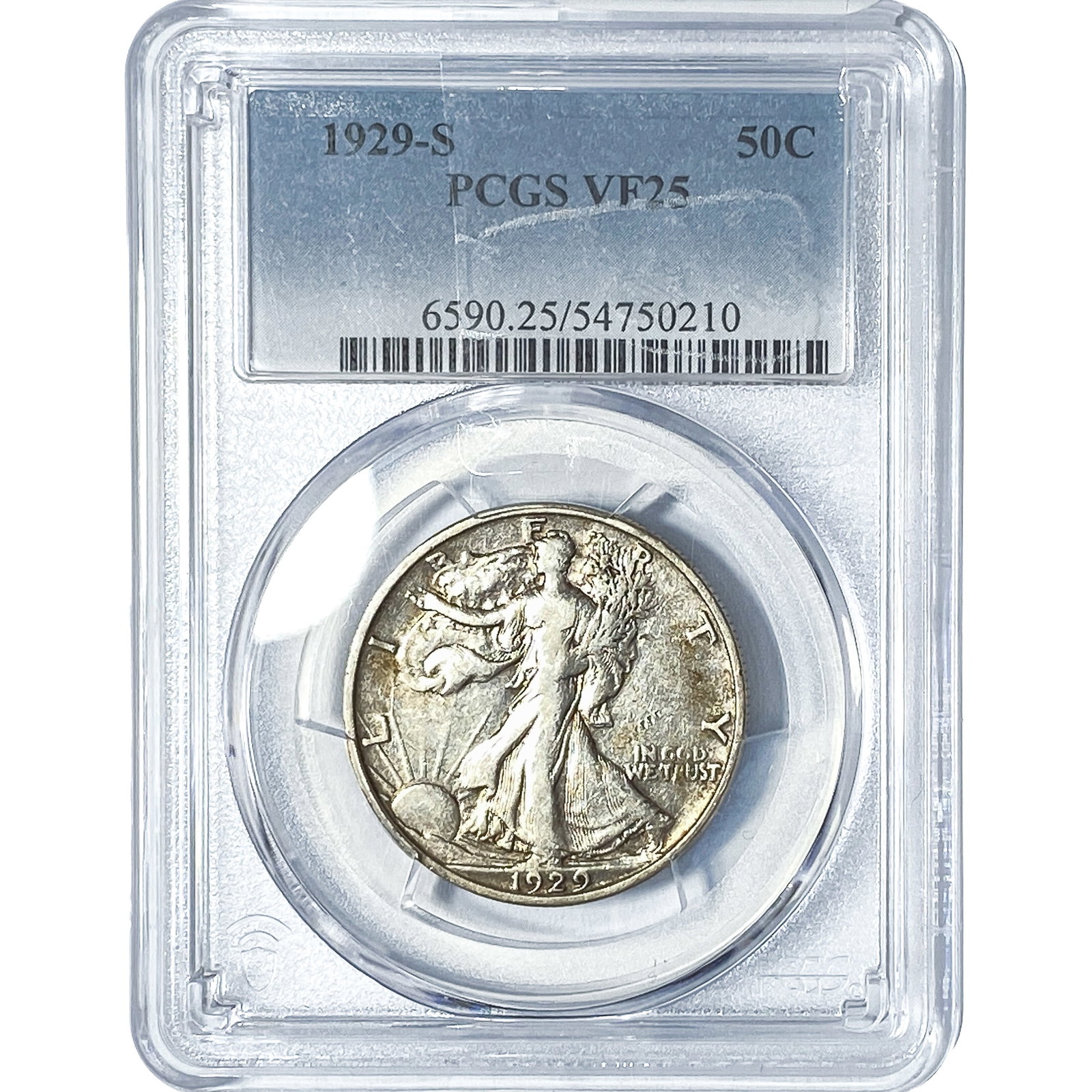 1929-S Walking Liberty Half Dollar PCGS VF25: 1929-S Walking Liberty Half Dollar PCGS VF25