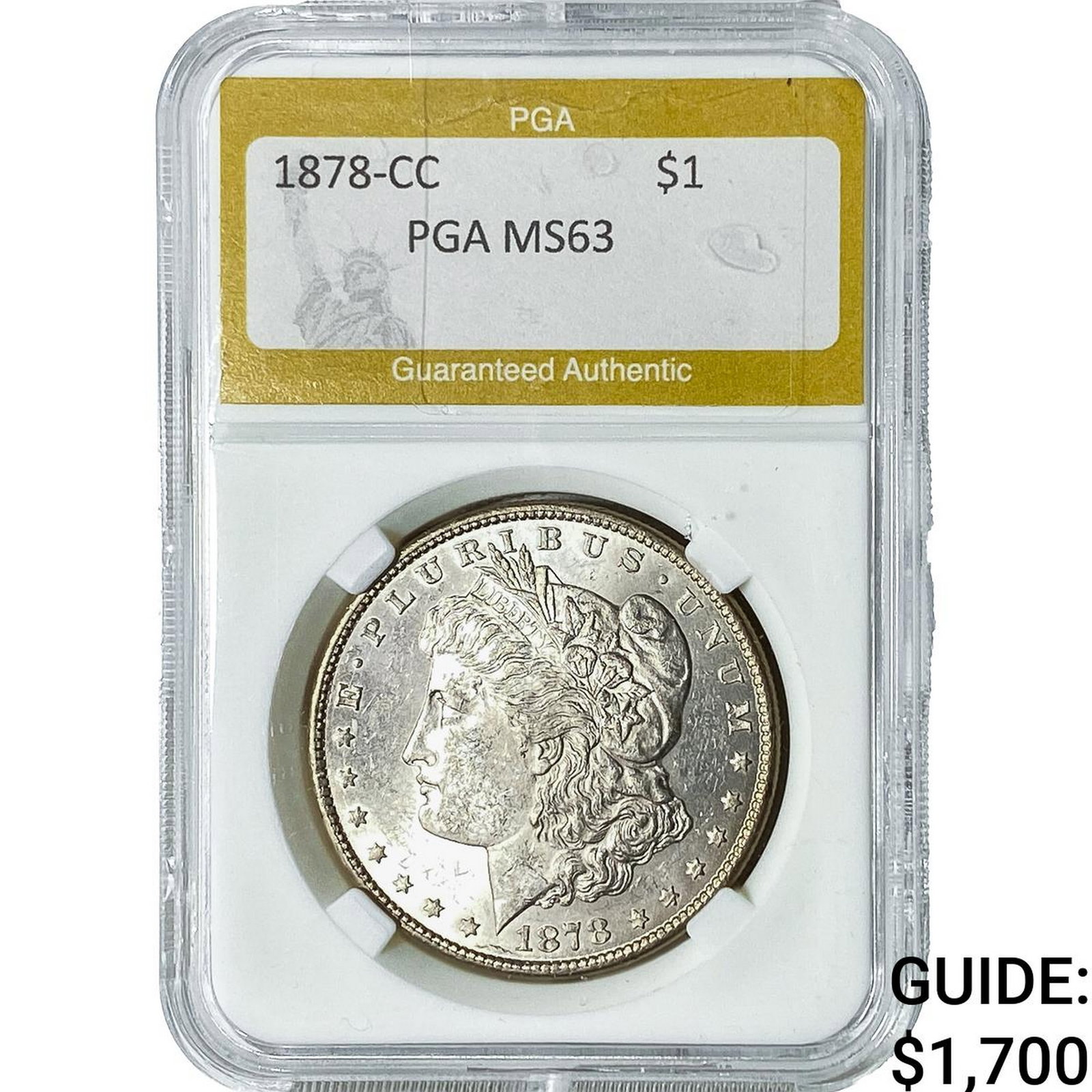 1878-CC Morgan Silver Dollar PGA MS63: 1878-CC Morgan Silver Dollar PGA MS63