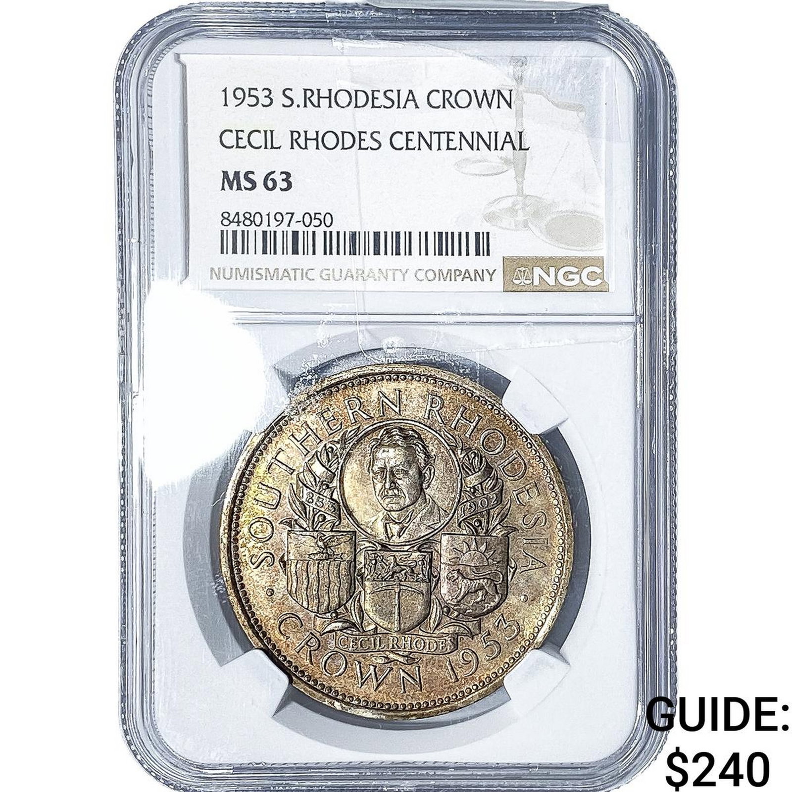 1953 S. Rhodesia Silver Crown NGC MS63: 1953 S. Rhodesia Silver Crown NGC MS63