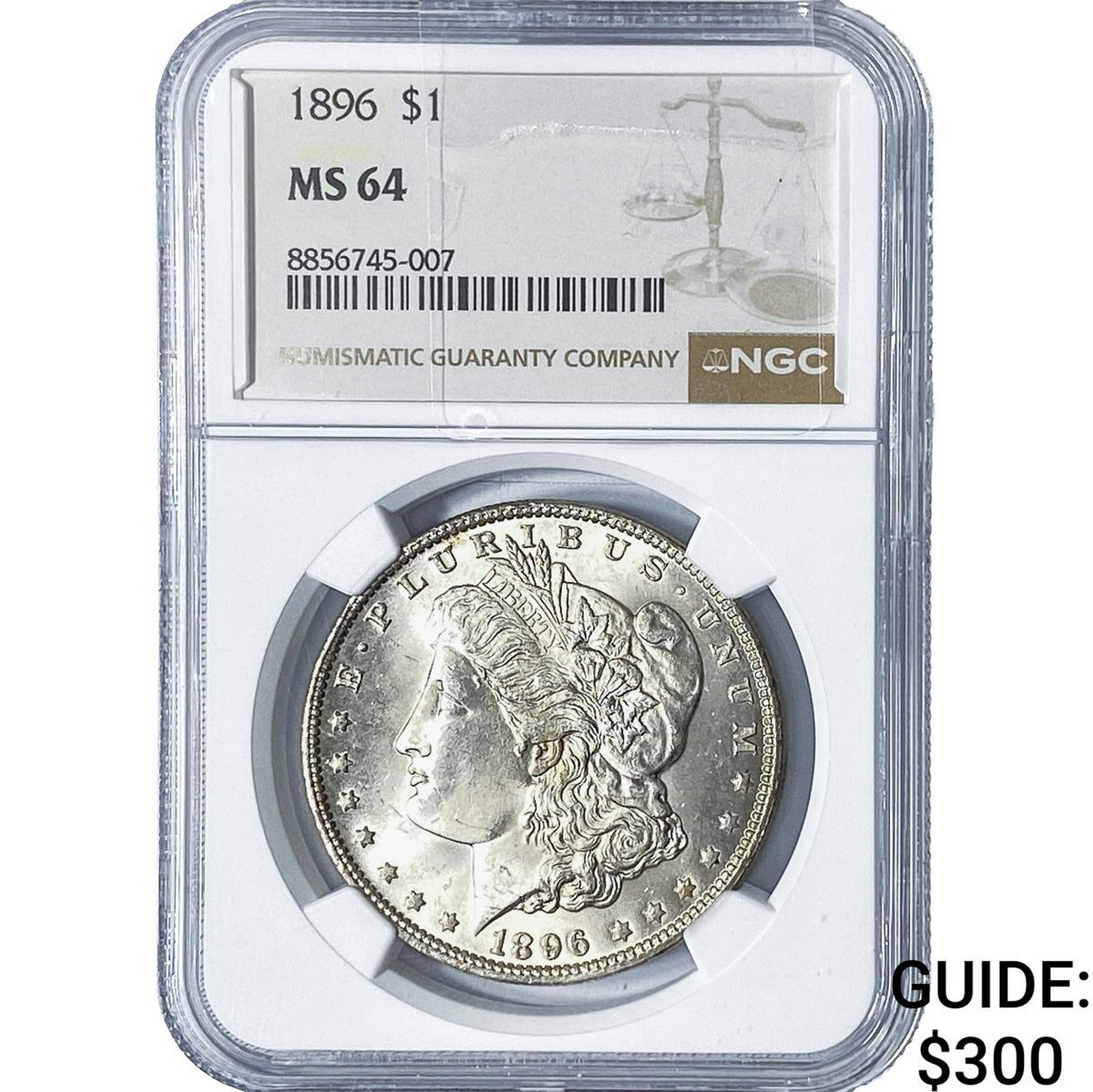 1896 Morgan Silver Dollar NGC MS64: 1896 Morgan Silver Dollar NGC MS64