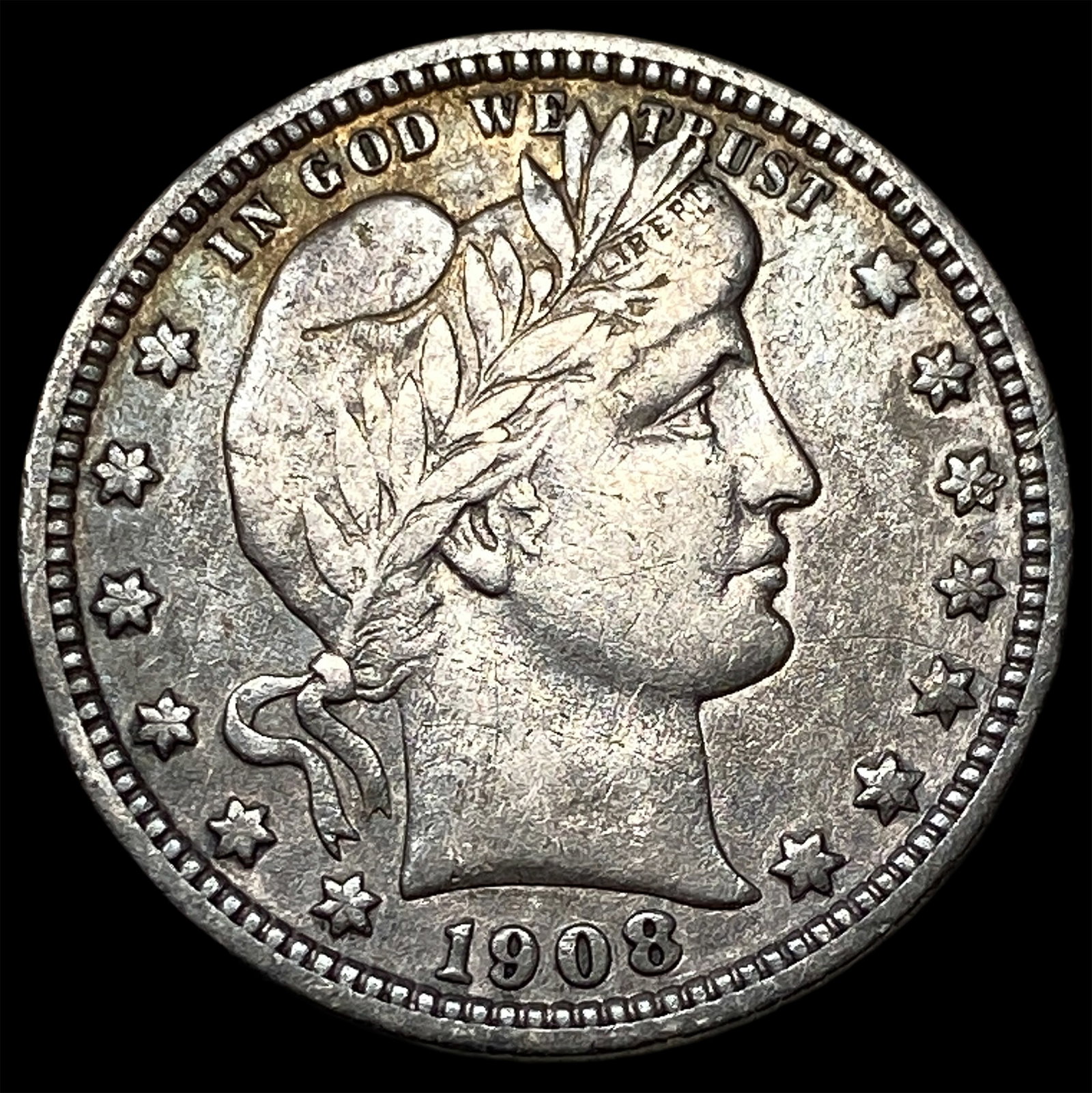 1908-O Silver Barber Quarter CLOSELY UNCIRCULATED (1 of 2)