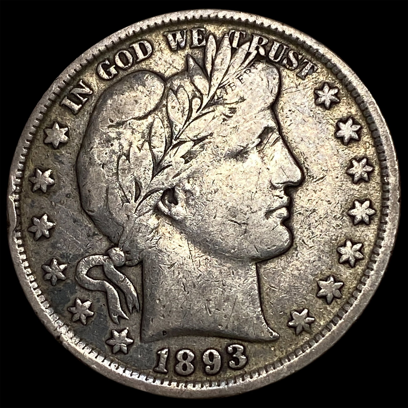 1893 Silver Half Dollar (Barber) NEARLY UNCIRCULATED: 1893 Silver Half Dollar (Barber) NEARLY UNCIRCULATED
