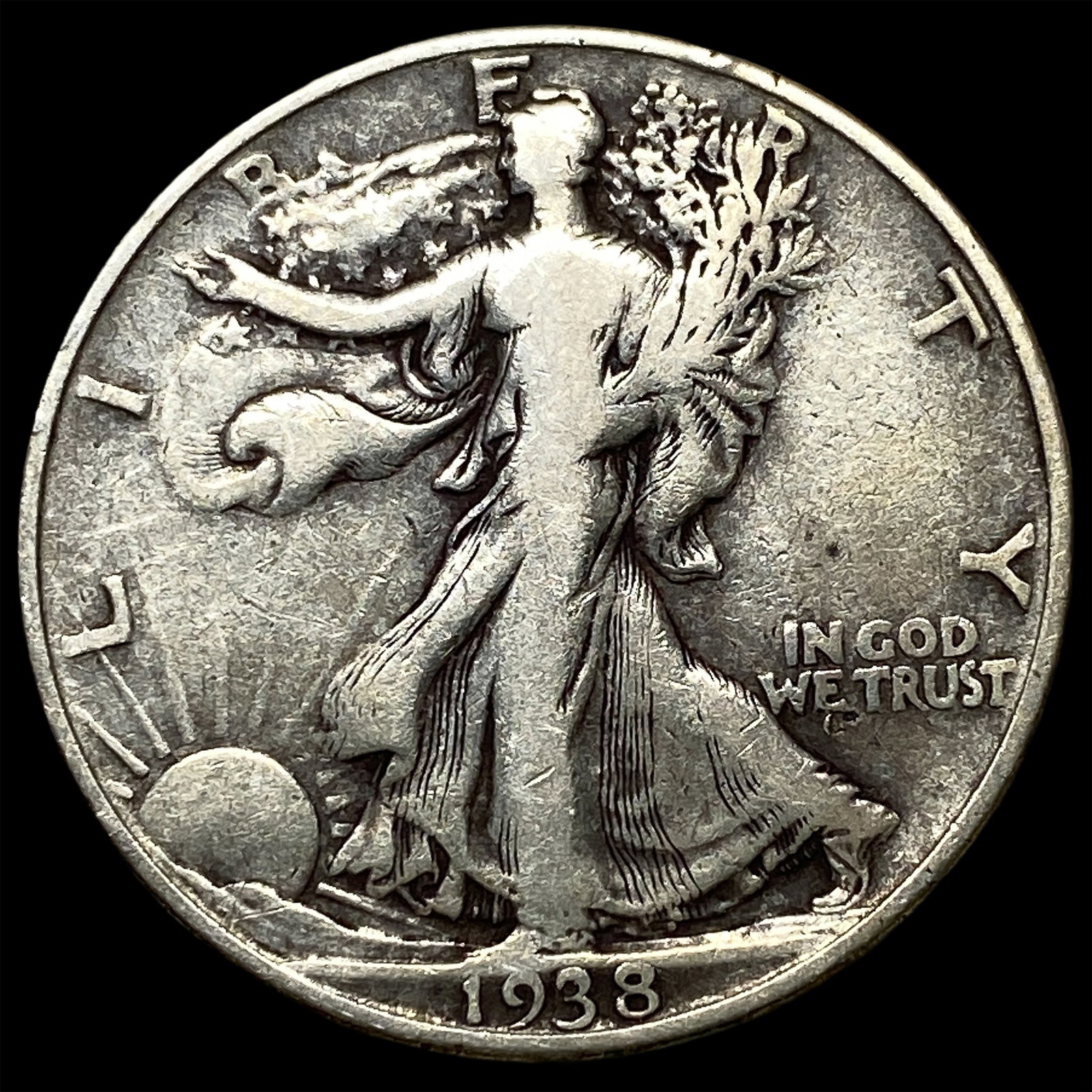 1938-D Silver Walking Liberty Half Dollar LIGHTLY CIRCULATED (1 of 2)