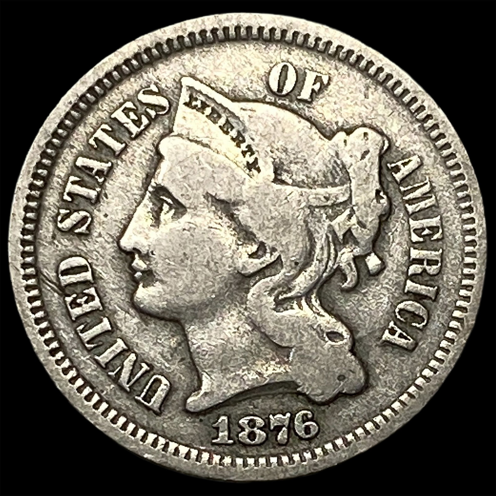 1876 Nickel Three-Cent Piece LIGHTLY CIRCULATED: 1876 Nickel Three-Cent Piece LIGHTLY CIRCULATED