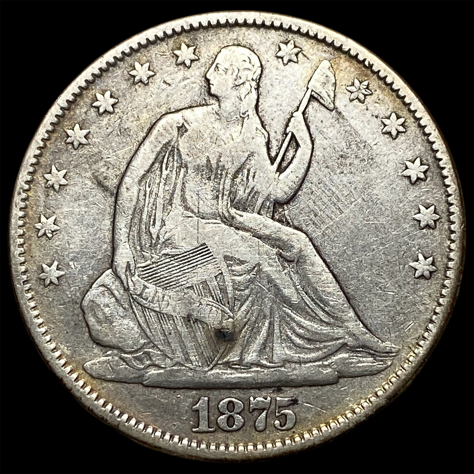 1875 Seated Liberty Half Dollar CLOSELY UNCIRCULATED: 1875 Seated Liberty Half Dollar CLOSELY UNCIRCULATED