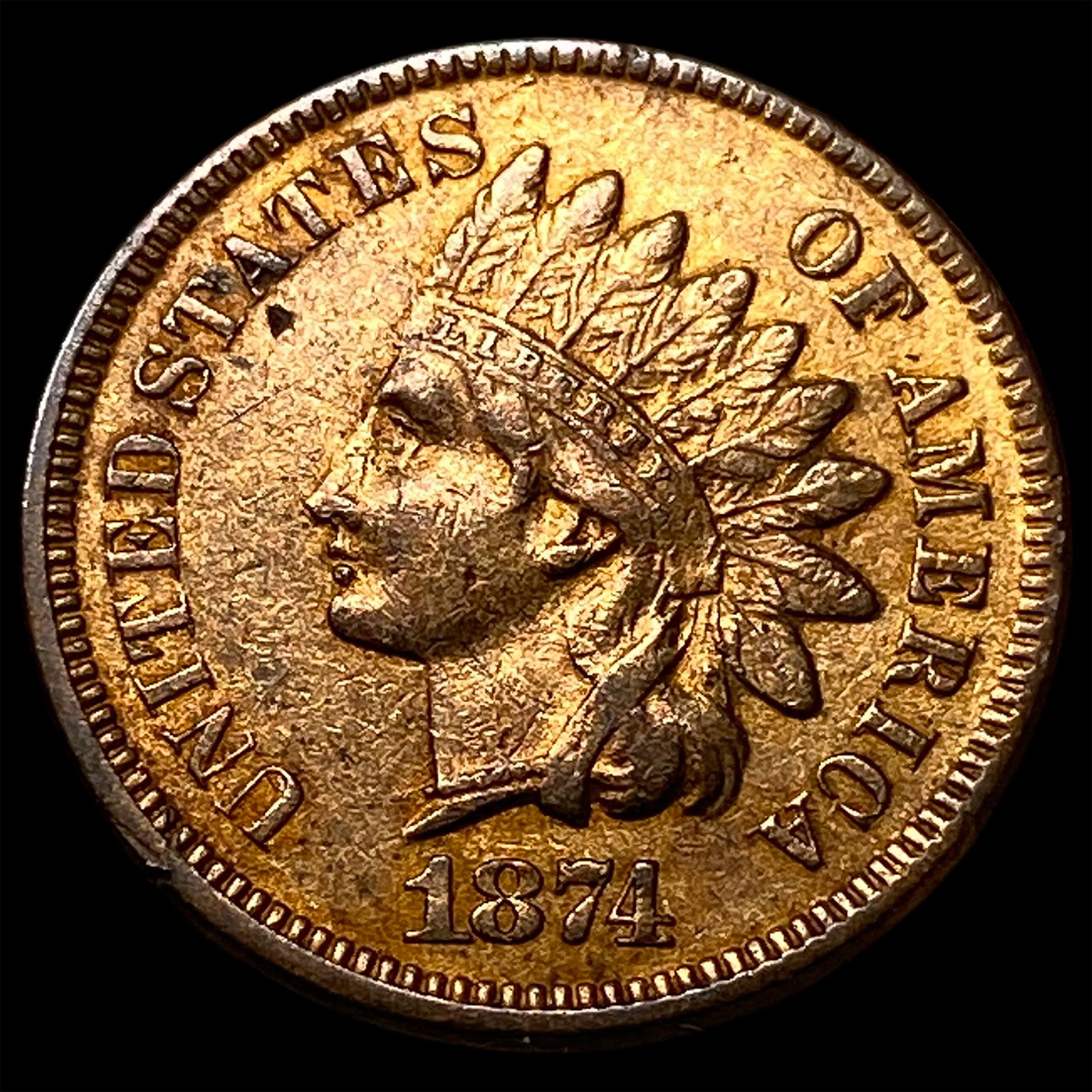 1874 RD Indian Head Cent CLOSELY UNCIRCULATED: 1874 RD Indian Head Cent CLOSELY UNCIRCULATED