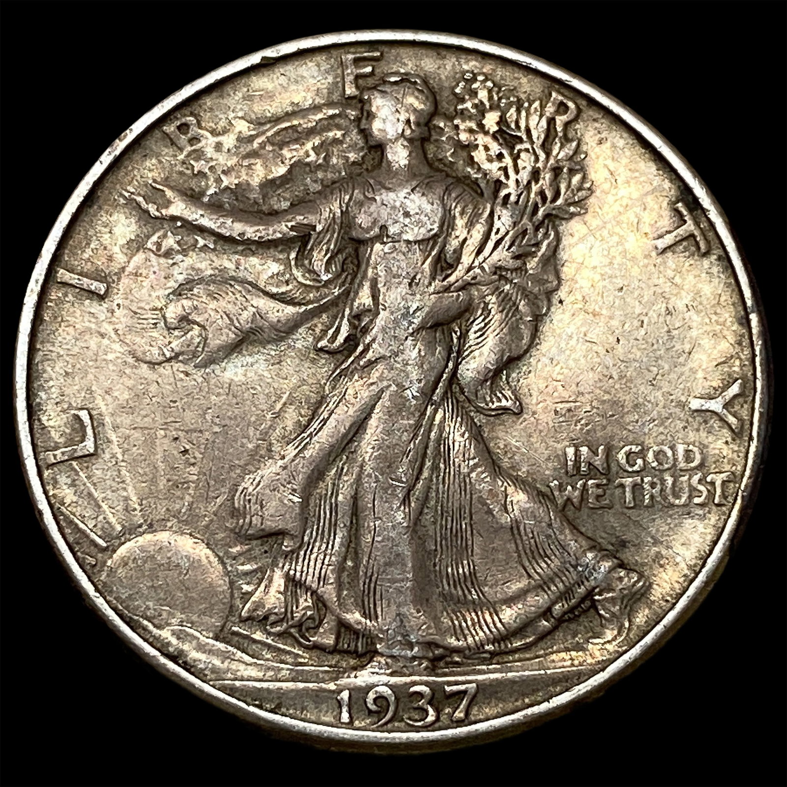 1937-D Silver Walking Liberty Half Dollar CLOSELY UNCIRCULATED: 1937-D Silver Walking Liberty Half Dollar CLOSELY UNCIRCULATED
