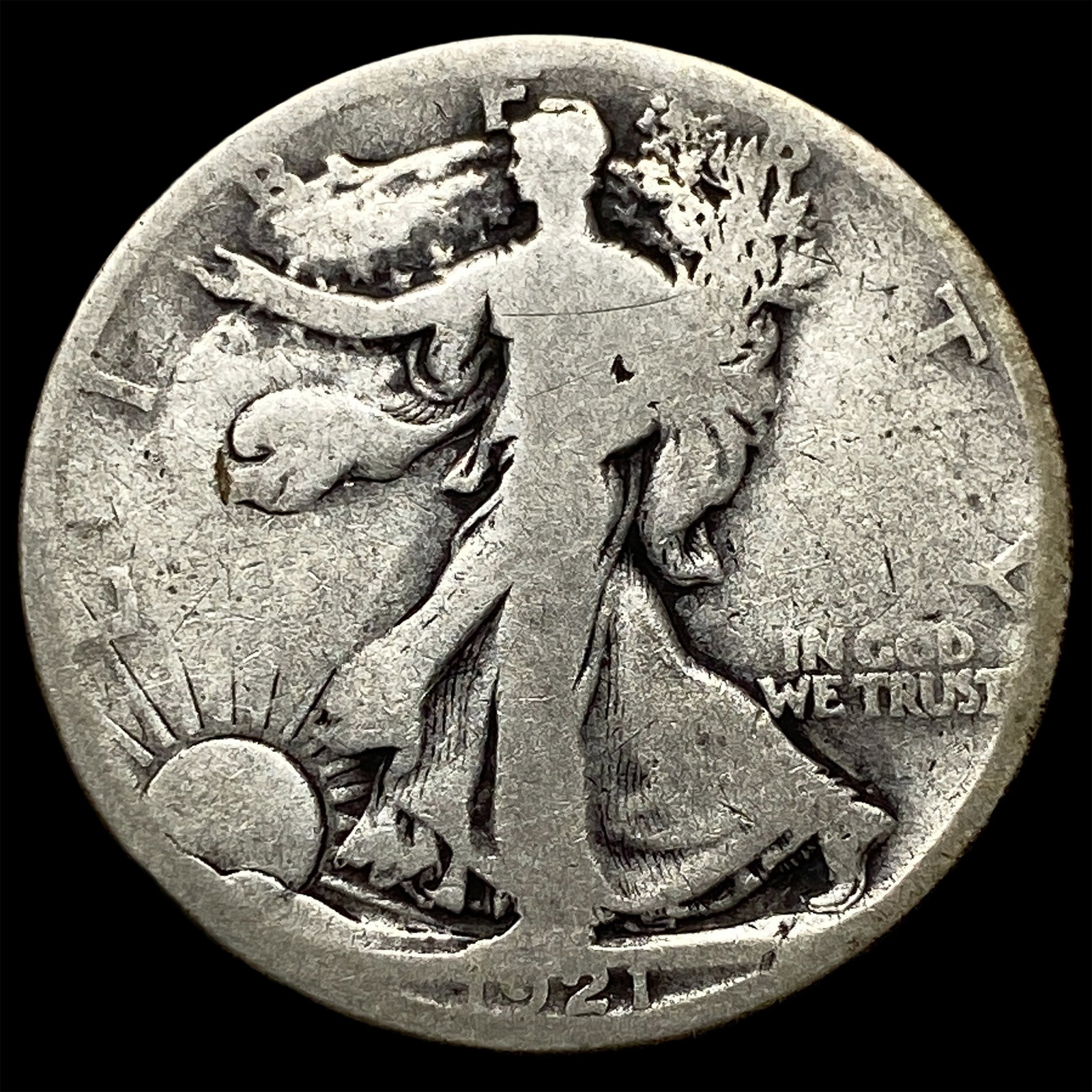 1921-S Silver Half Dollar Walking Liberty NICELY CIRCULATED: 1921-S Silver Half Dollar Walking Liberty NICELY CIRCULATED