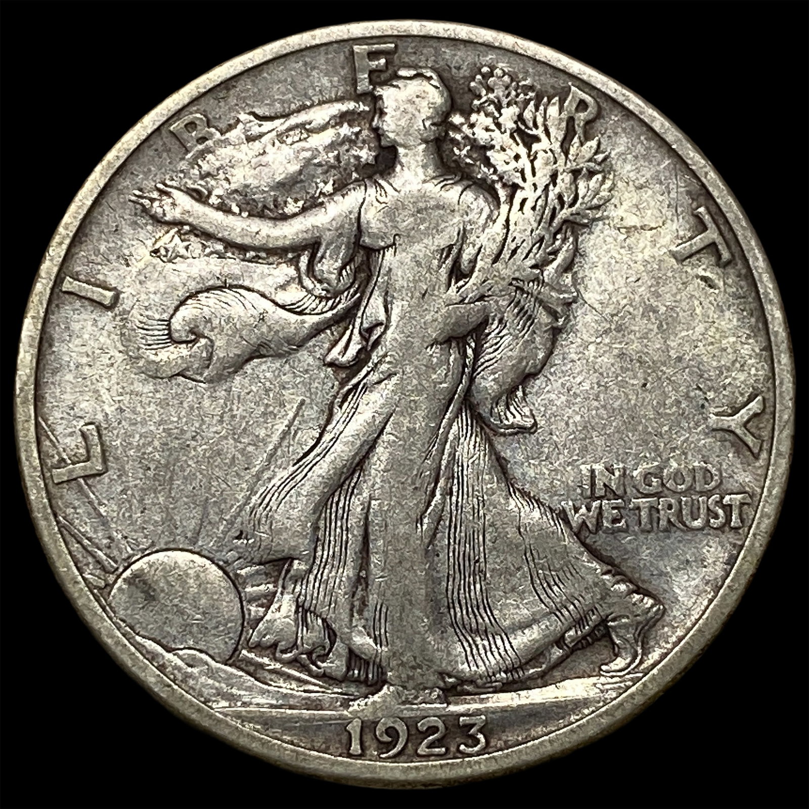 1923-S Silver Half Dollar Walking Liberty NEARLY UNCIRCULATED: 1923-S Silver Half Dollar Walking Liberty NEARLY UNCIRCULATED