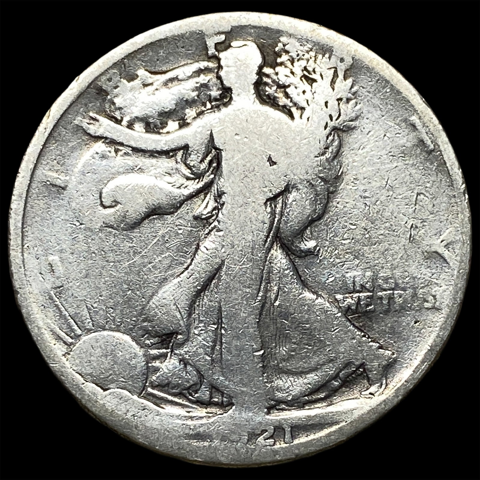 1921-S Silver Walking Liberty Half Dollar NICELY CIRCULATED: 1921-S Silver Walking Liberty Half Dollar NICELY CIRCULATED