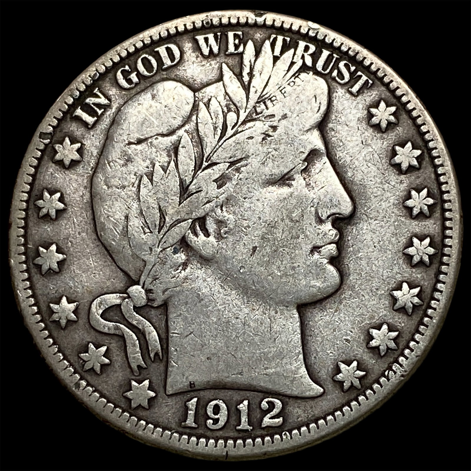1912-D Silver Barber Half Dollar LIGHTLY CIRCULATED: 1912-D Silver Barber Half Dollar LIGHTLY CIRCULATED