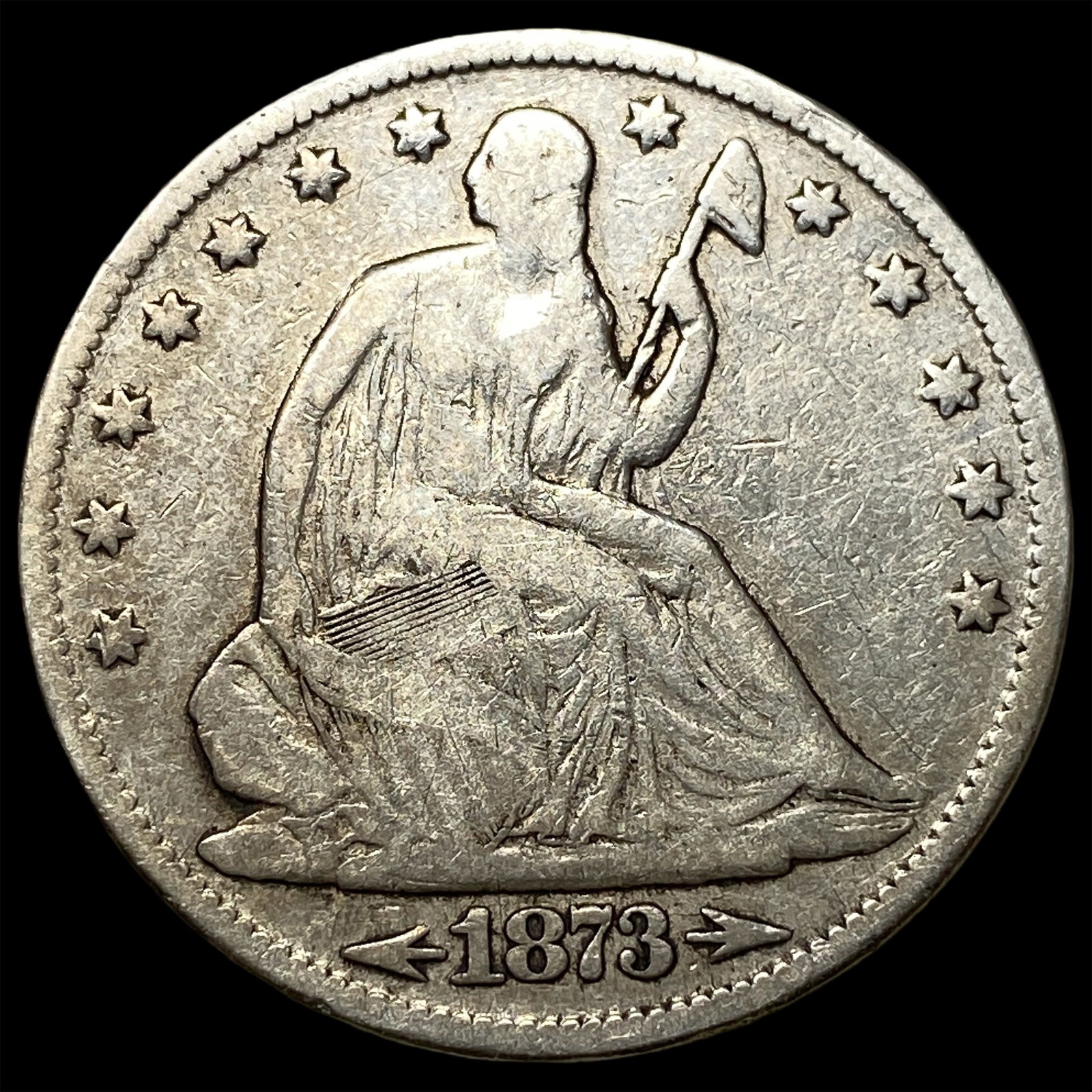 1873 Arrows Seated Liberty Half Dollar LIGHTLY CIRCULATED: 1873 Arrows Seated Liberty Half Dollar LIGHTLY CIRCULATED